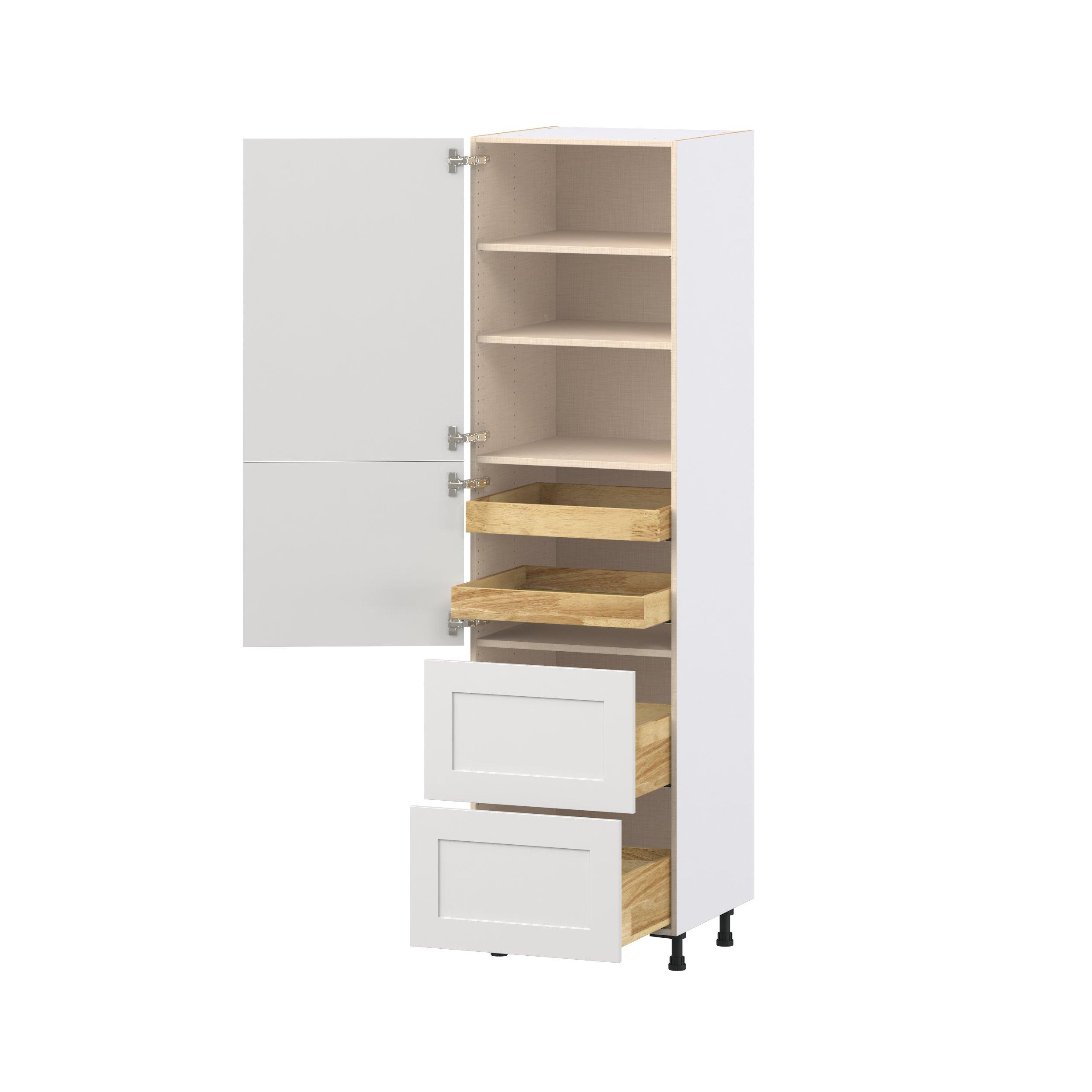 Candler 24 in. Painted Warm White Door and Drawer Pantry Cabinet with Inner Pull-Out