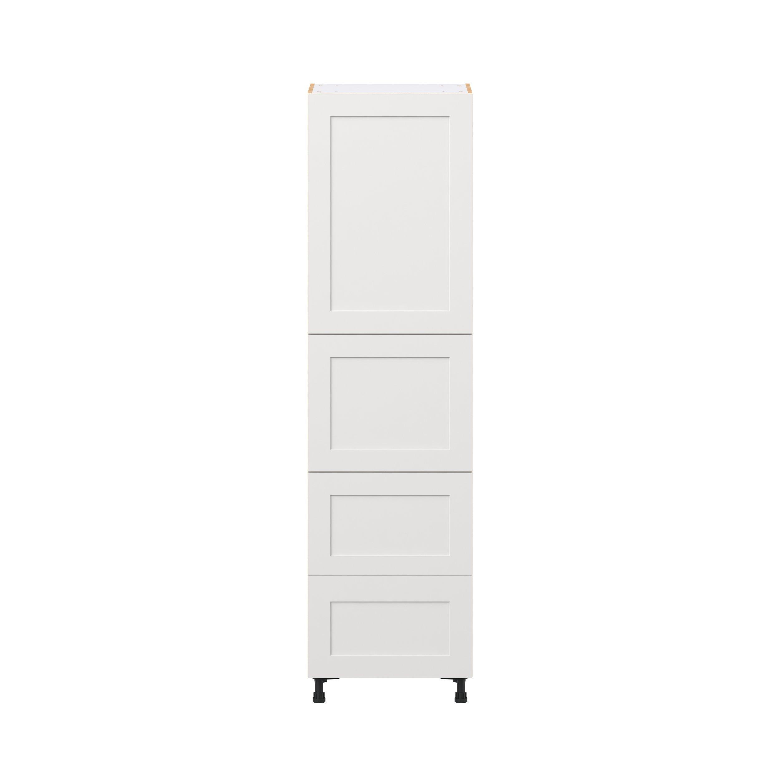 Candler 24 in. Painted Warm White Door and Drawer Pantry Cabinet with Inner Pull-Out