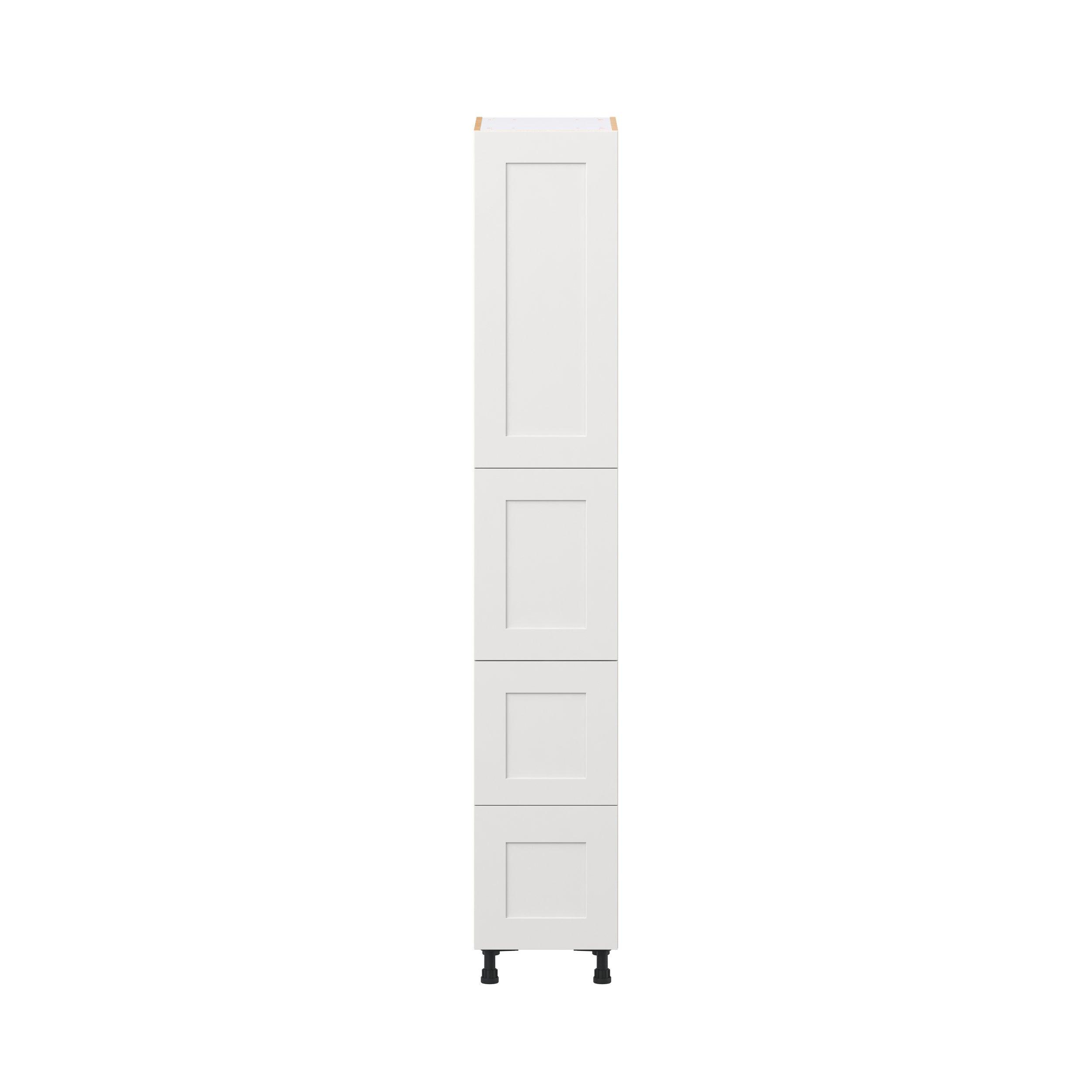 Candler 15 in. Painted Warm White Door and Drawer Pantry Cabinet with Inner Pull-Out