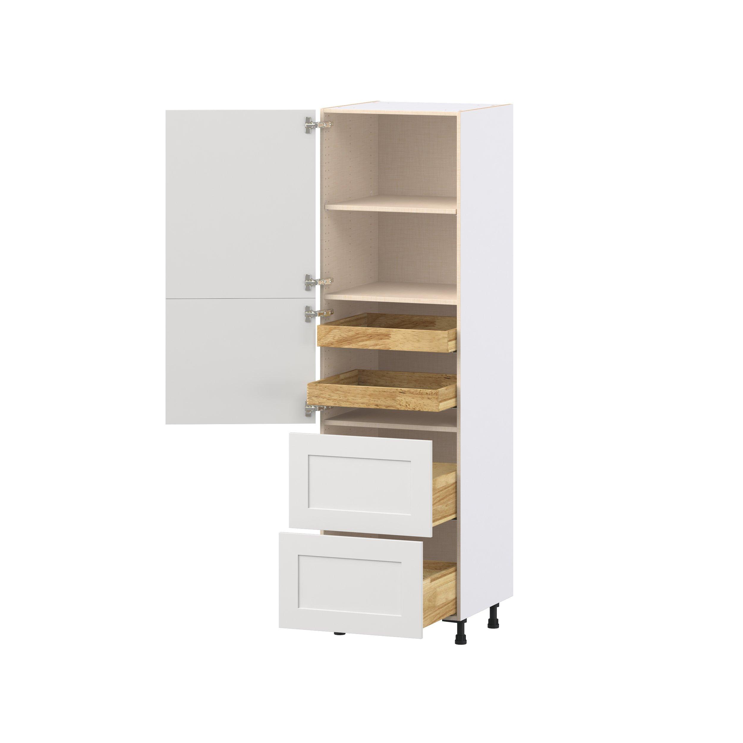 Candler 24 in. Painted Warm White Door and Drawer Pantry Cabinet with Inner Pull-Out