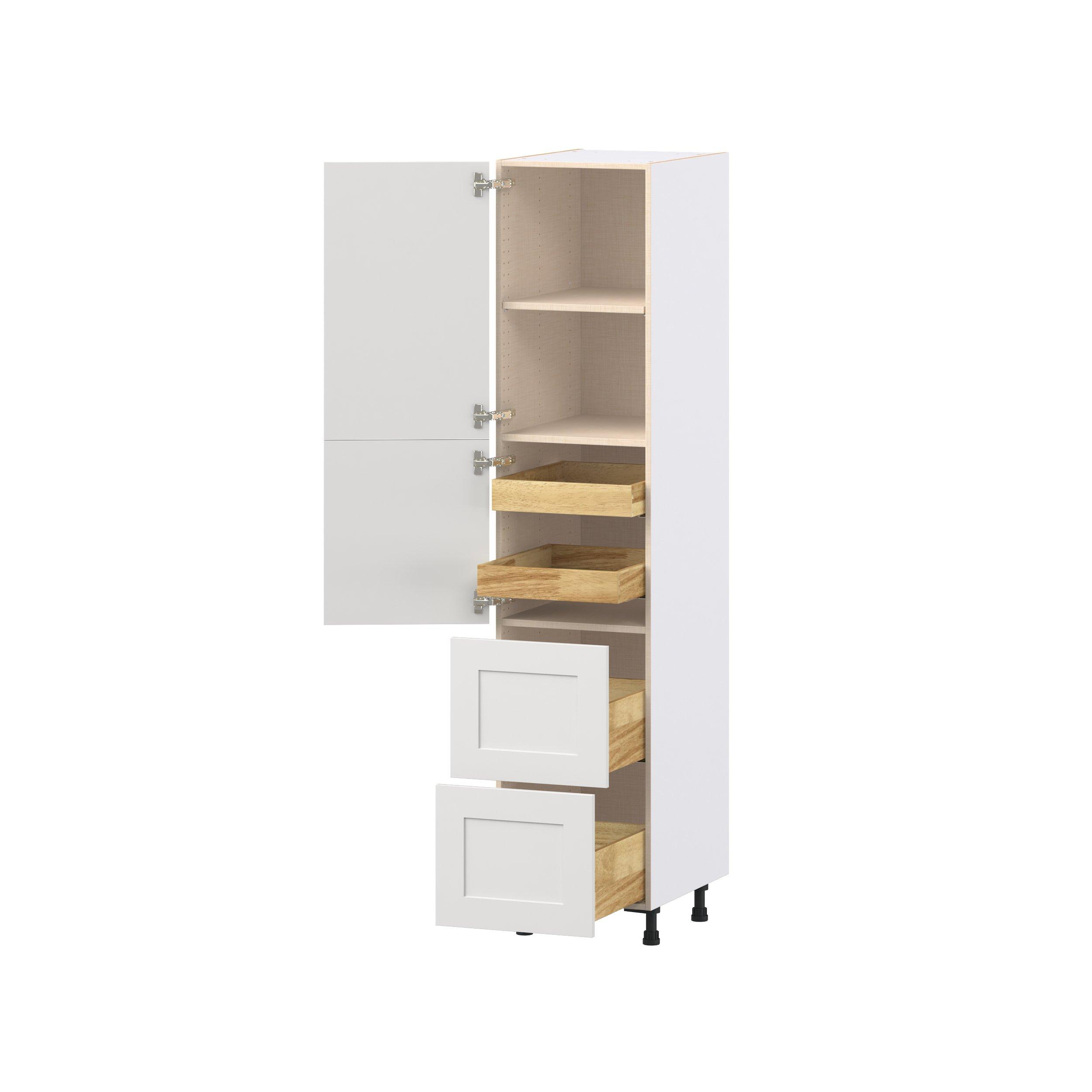 Candler 18 in. Painted Warm White Door and Drawer Pantry Cabinet with Inner Pull-Out