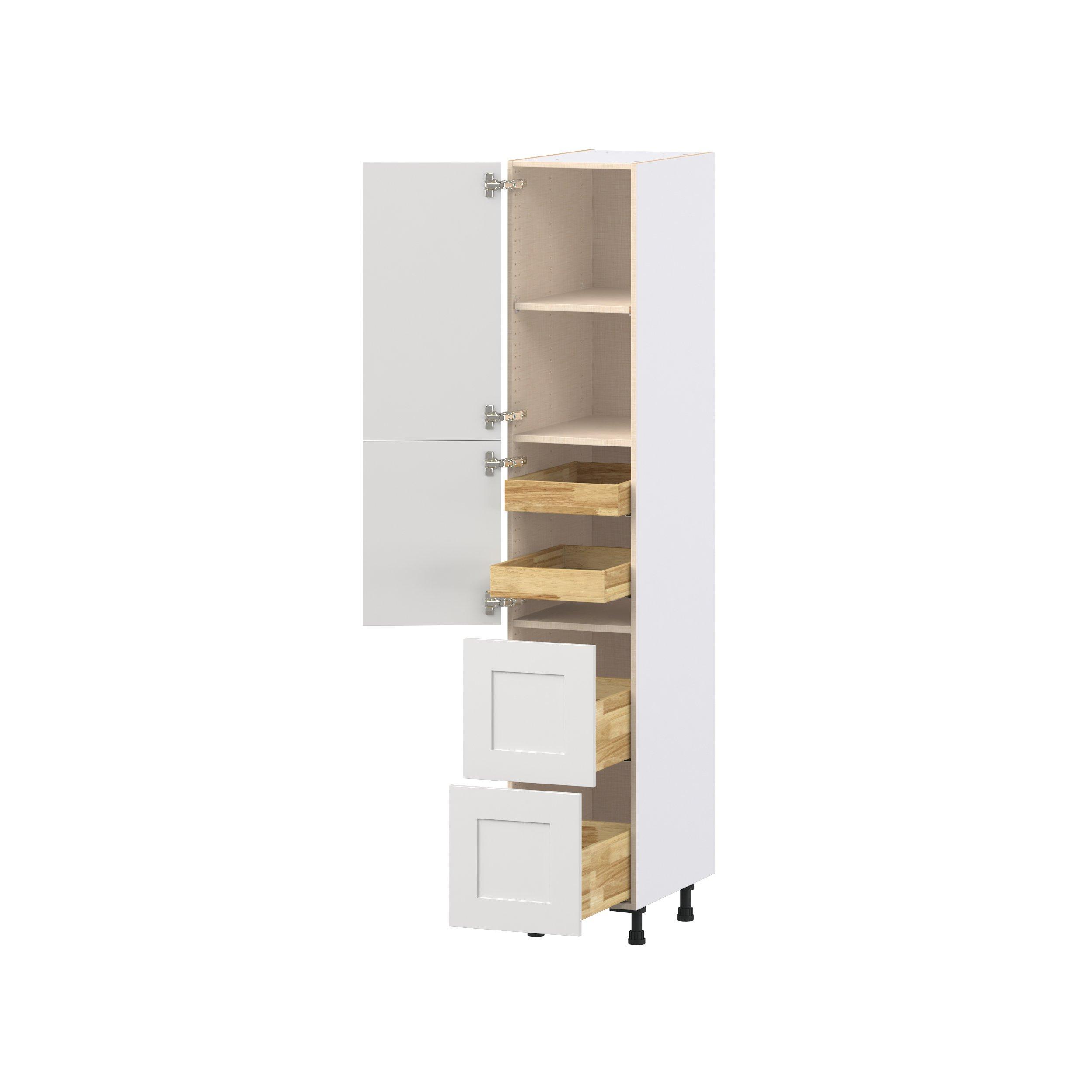 Candler 15 in. Painted Warm White Door and Drawer Pantry Cabinet with Inner Pull-Out