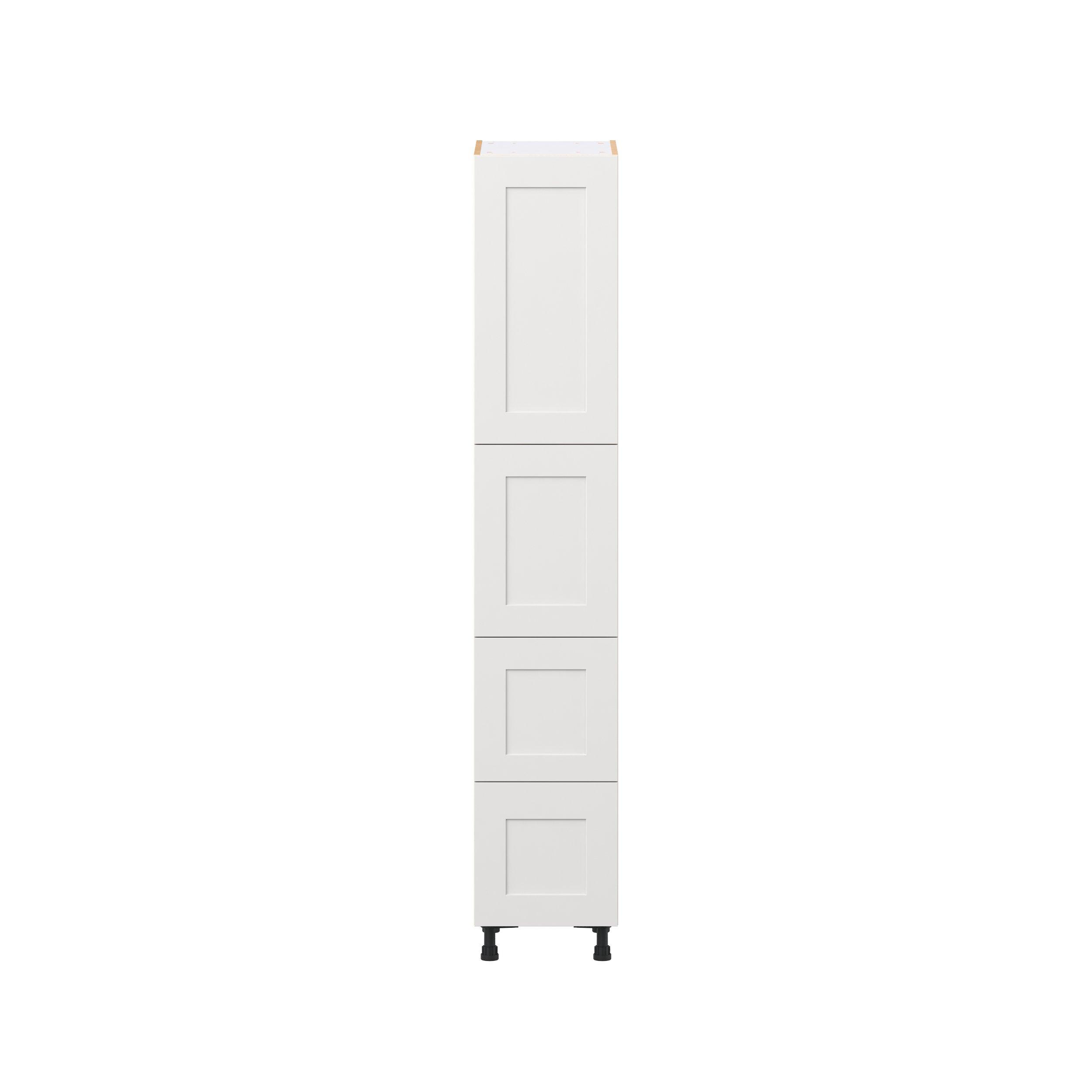 Candler 15 in. Painted Warm White Door and Drawer Pantry Cabinet with Inner Pull-Out