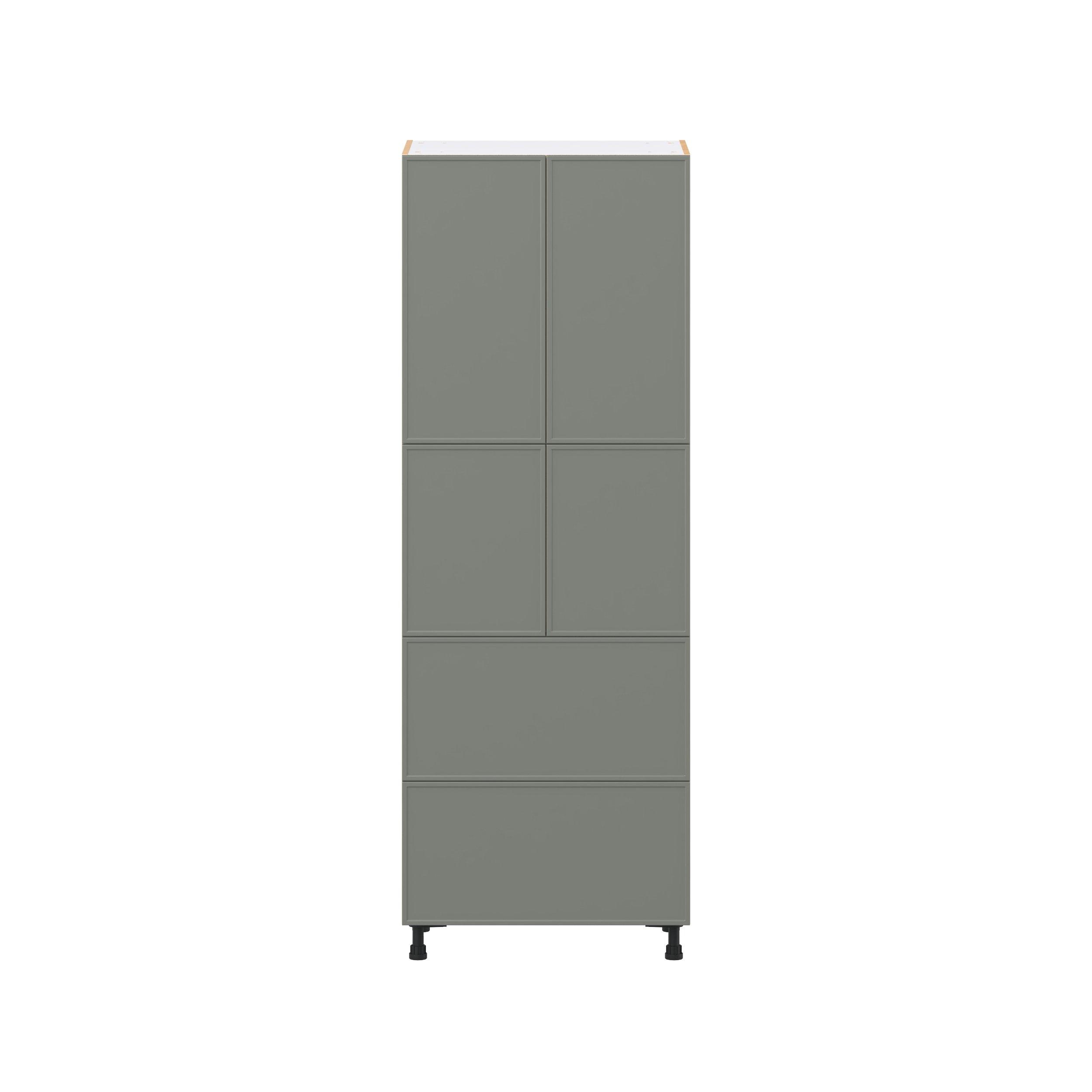 Linden 30 in. Painted Moss Green Door and Drawer Pantry Cabinet with Inner Pull-Out
