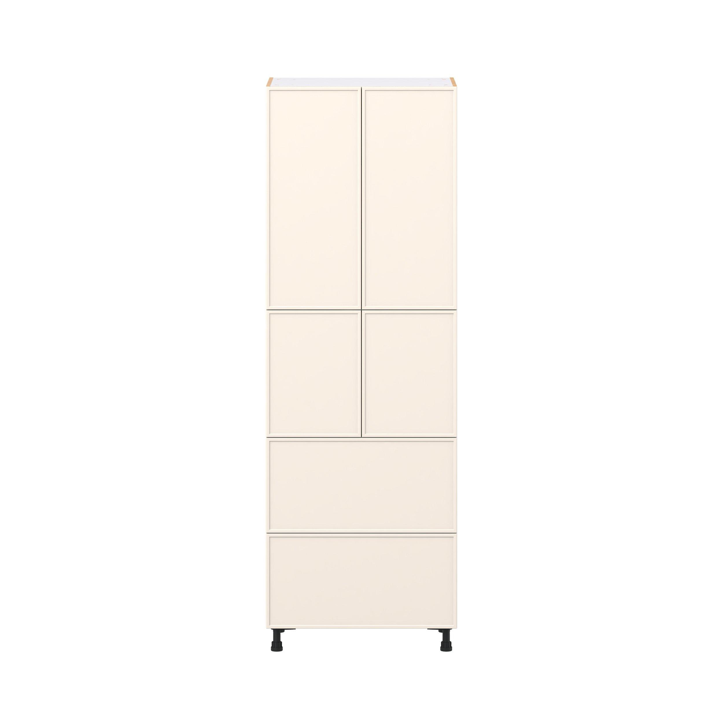 Linden 30 in. Painted Washed Linen Door and Drawer Pantry Cabinet with Inner Pull-Out