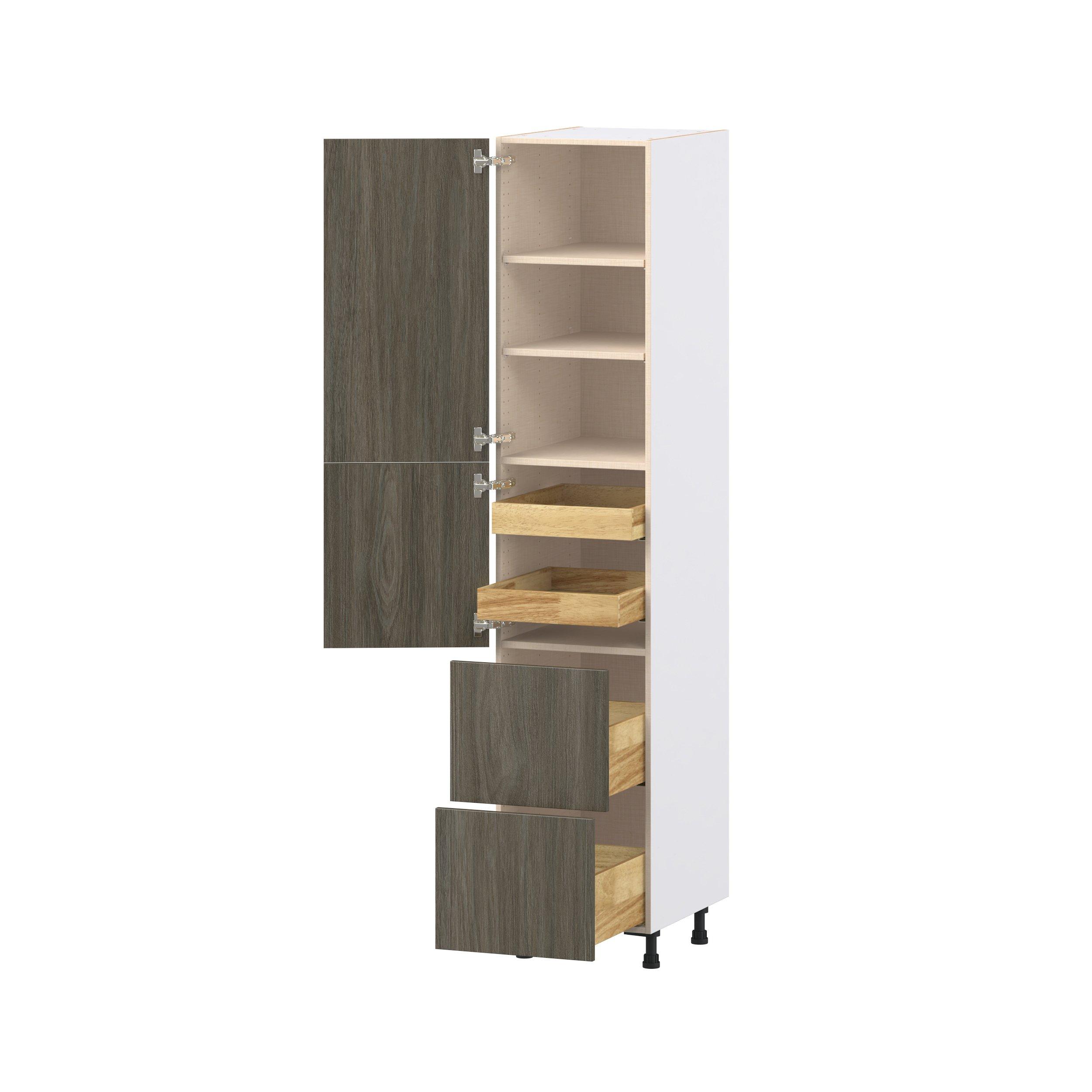 Glenwood 18 in. Burnt Walnut Door and Drawer Pantry Cabinet with Inner Pull-Out