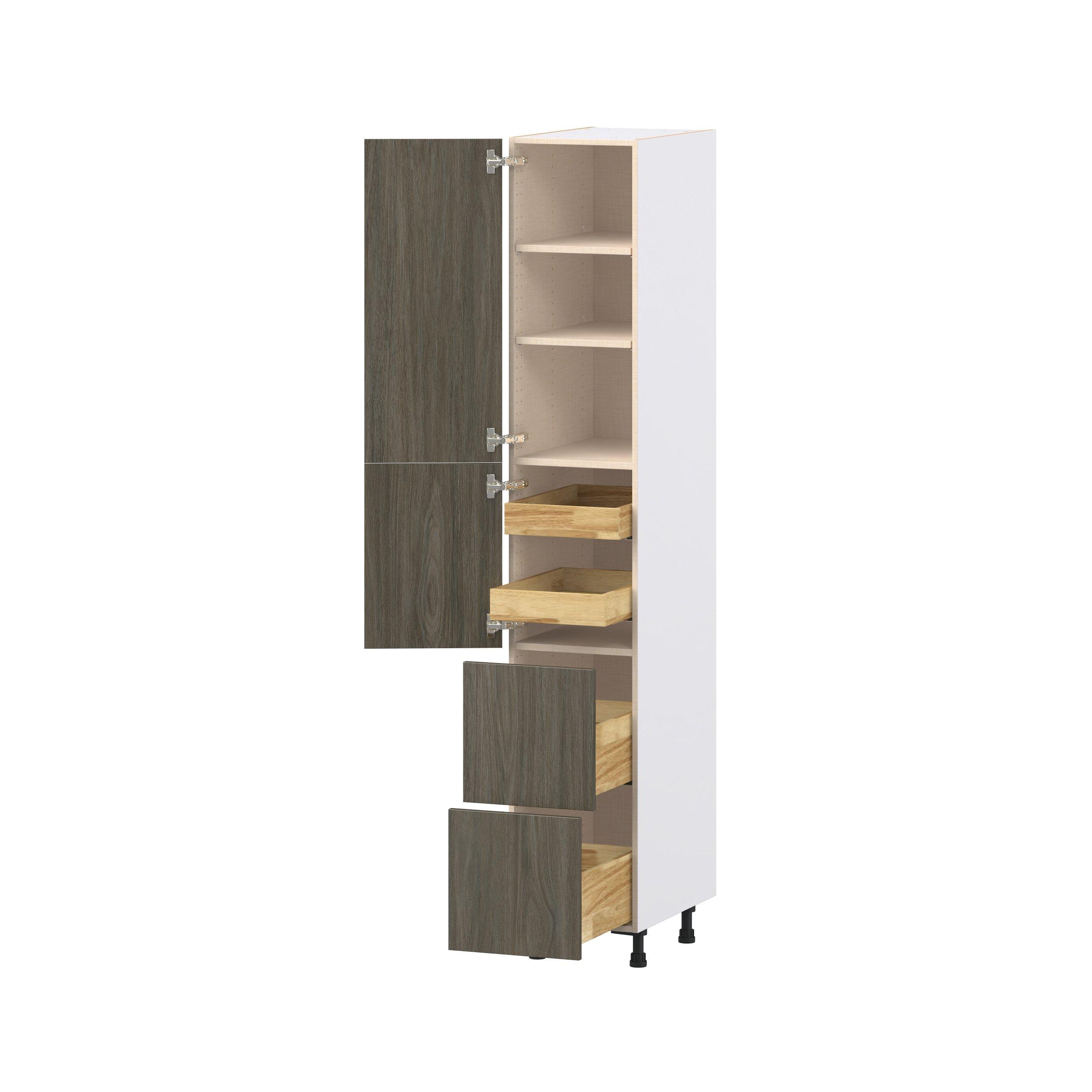 Glenwood 15 in. Burnt Walnut Door and Drawer Pantry Cabinet with Inner Pull-Out