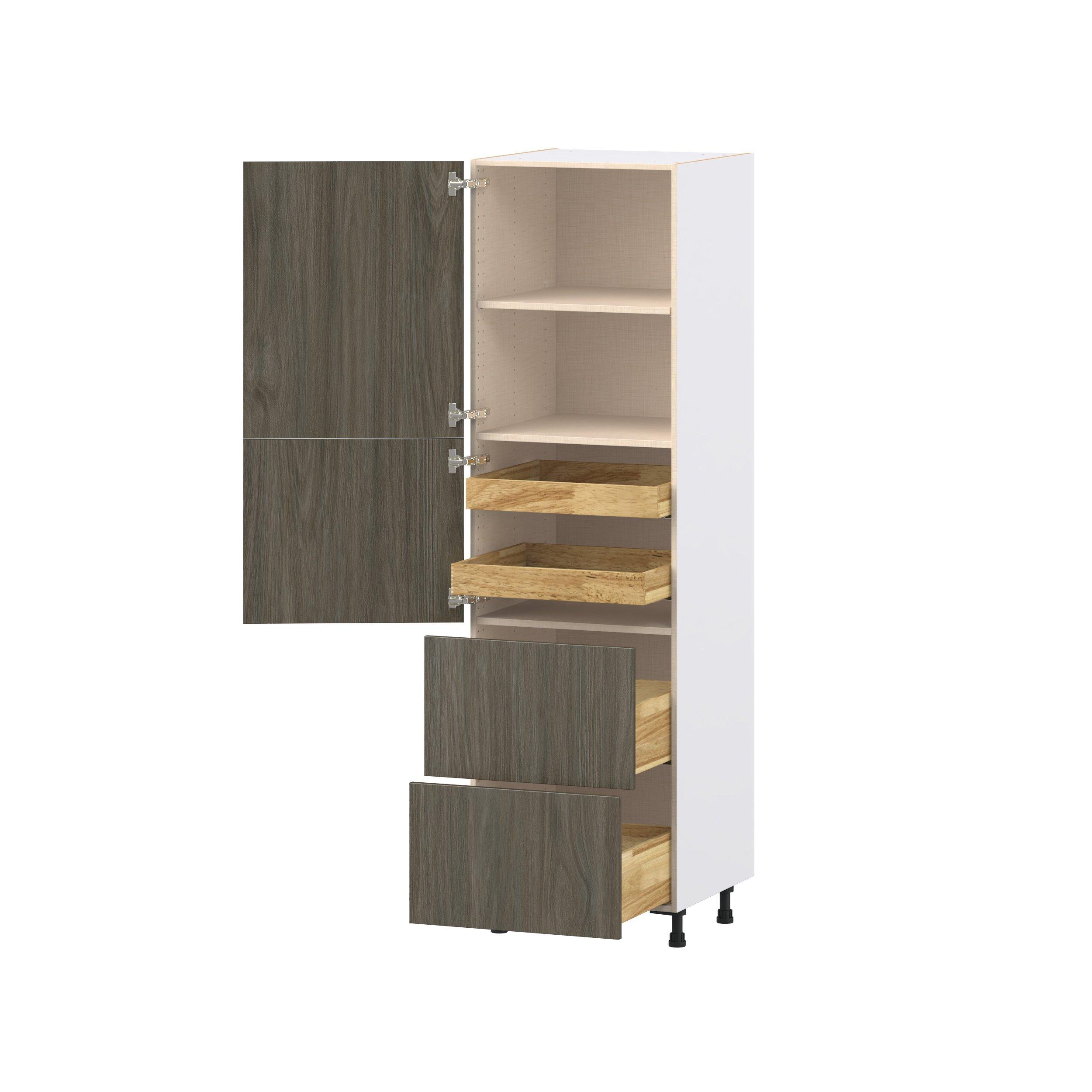 Glenwood 24 in. Burnt Walnut Door and Drawer Pantry Cabinet with Inner Pull-Out