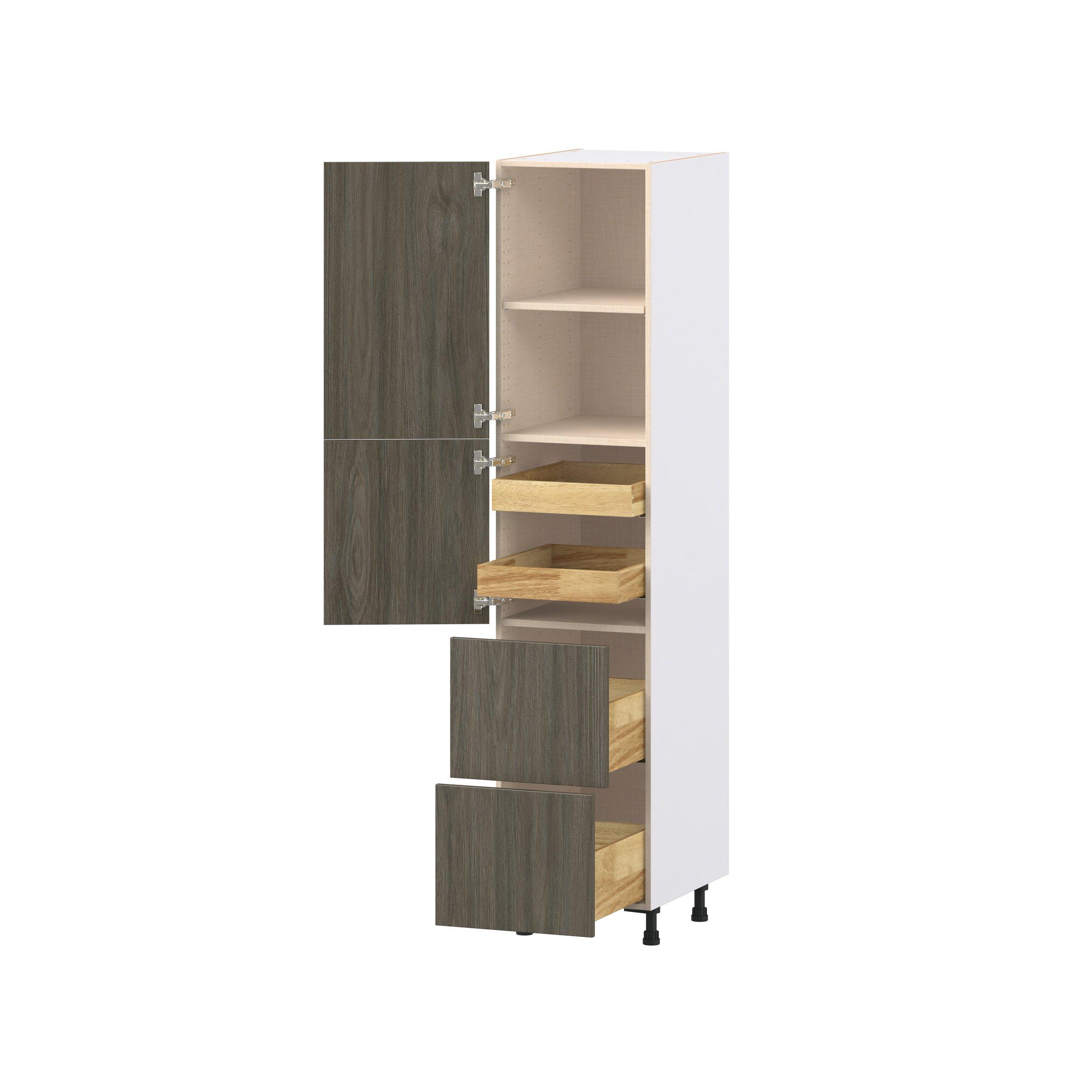 Glenwood 18 in. Burnt Walnut Door and Drawer Pantry Cabinet with Inner Pull-Out