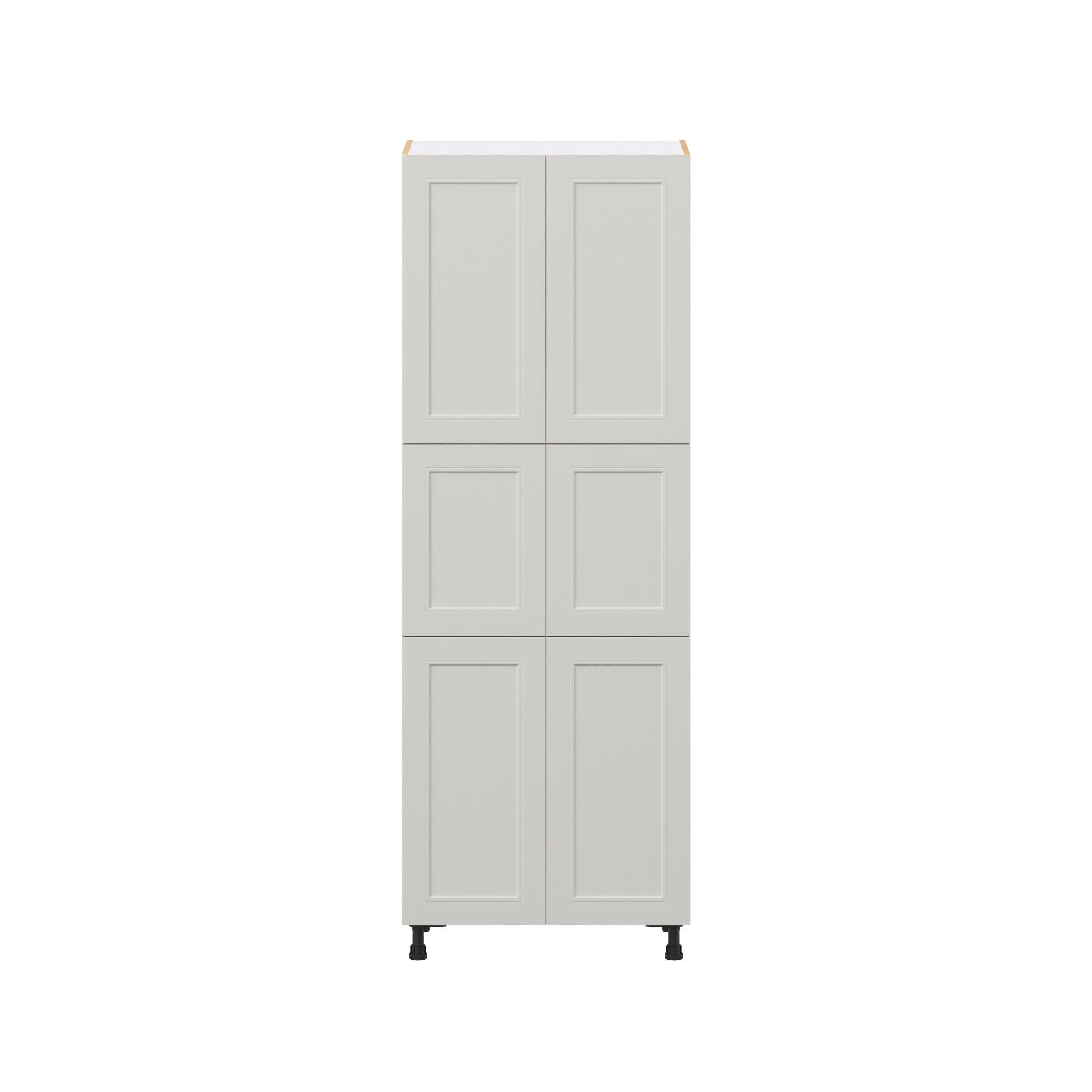 Lenox 30 in. Painted Light Gray Pantry Cabinet with Inner Pull-Out Drawer