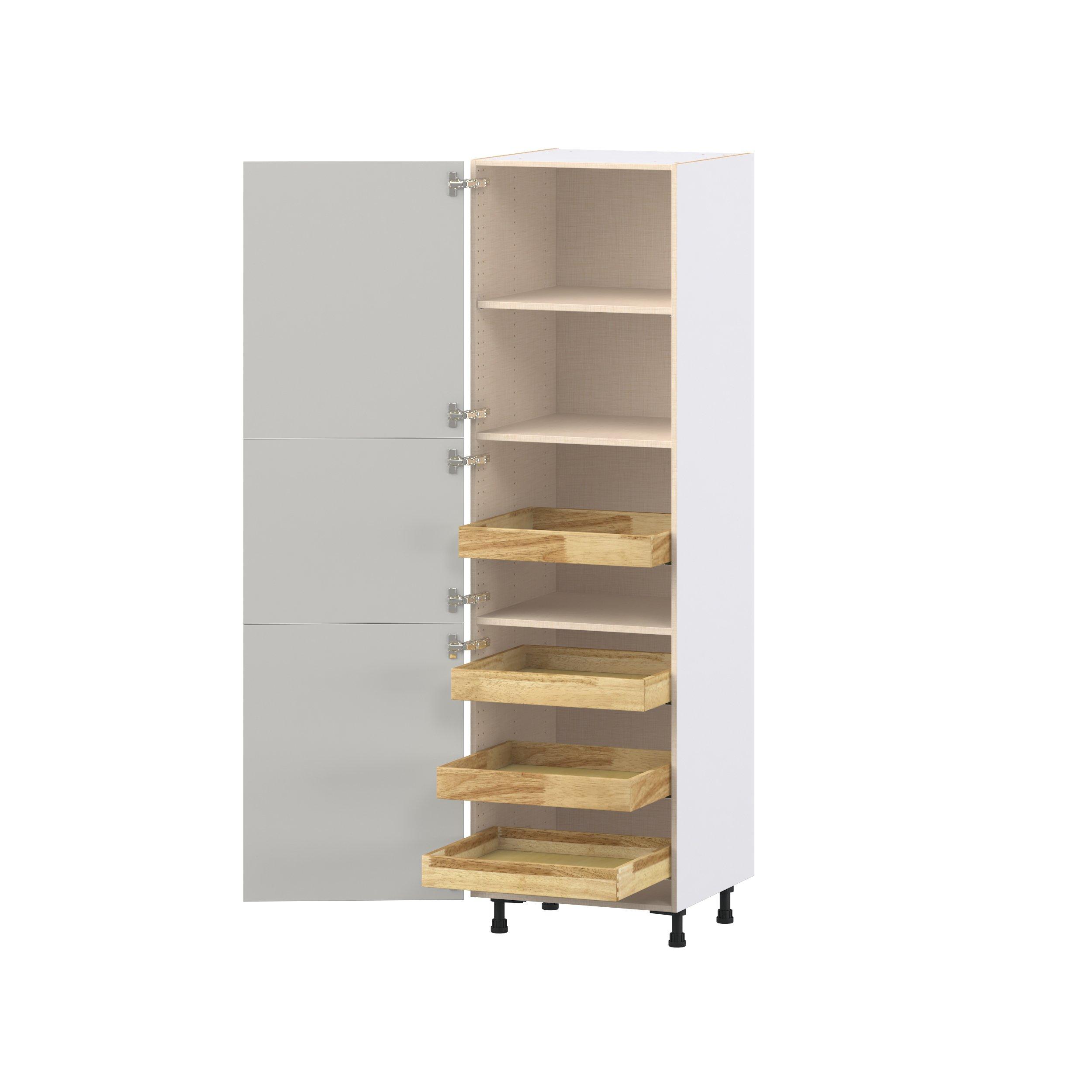 Lenox 24 in. Painted Light Gray Pantry Cabinet with Inner Pull-Out Drawer