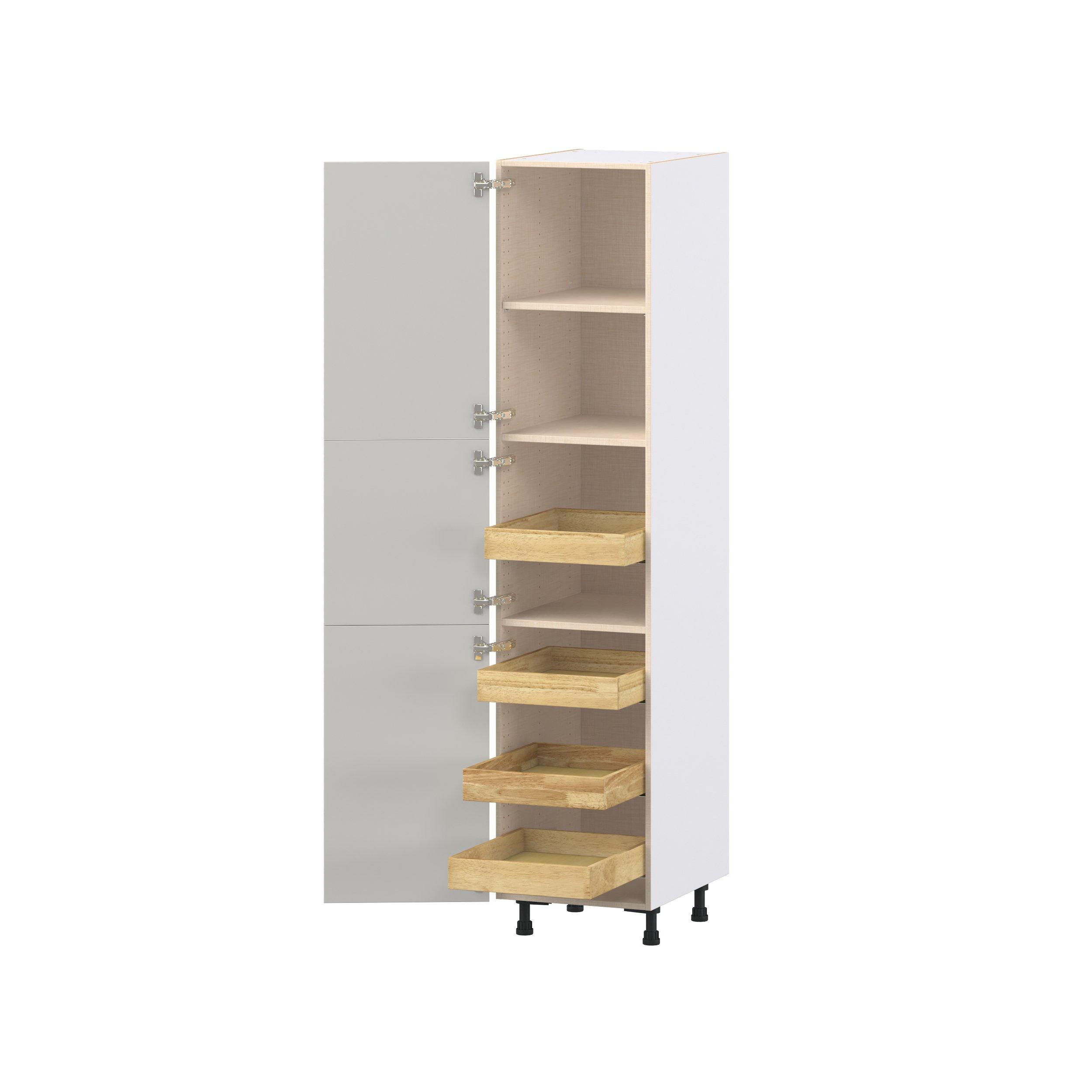 Lenox 18 in. Painted Light Gray Pantry Cabinet with Inner Pull-Out Drawer