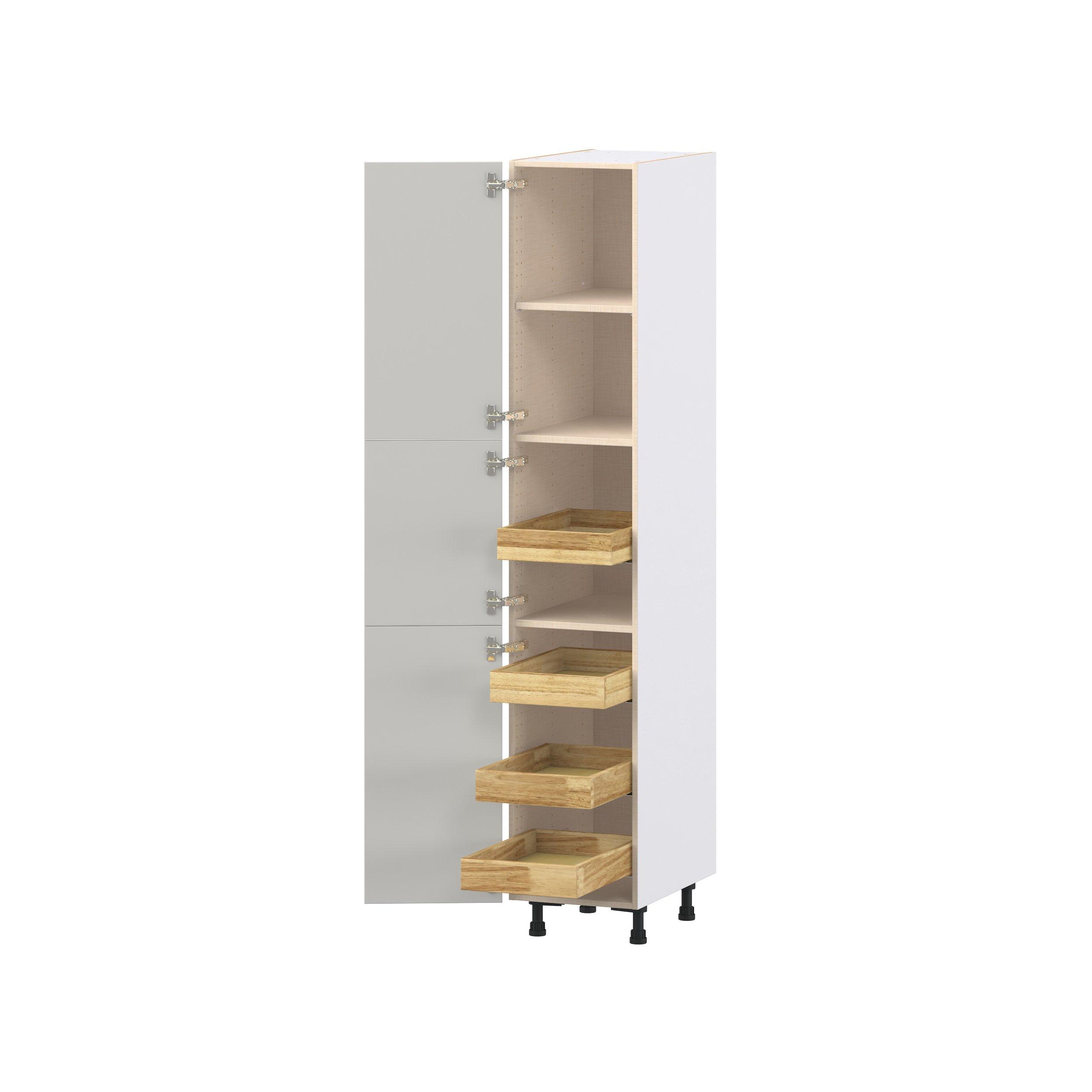 Lenox 15 in. Painted Light Gray Pantry Cabinet with Inner Pull-Out Drawer