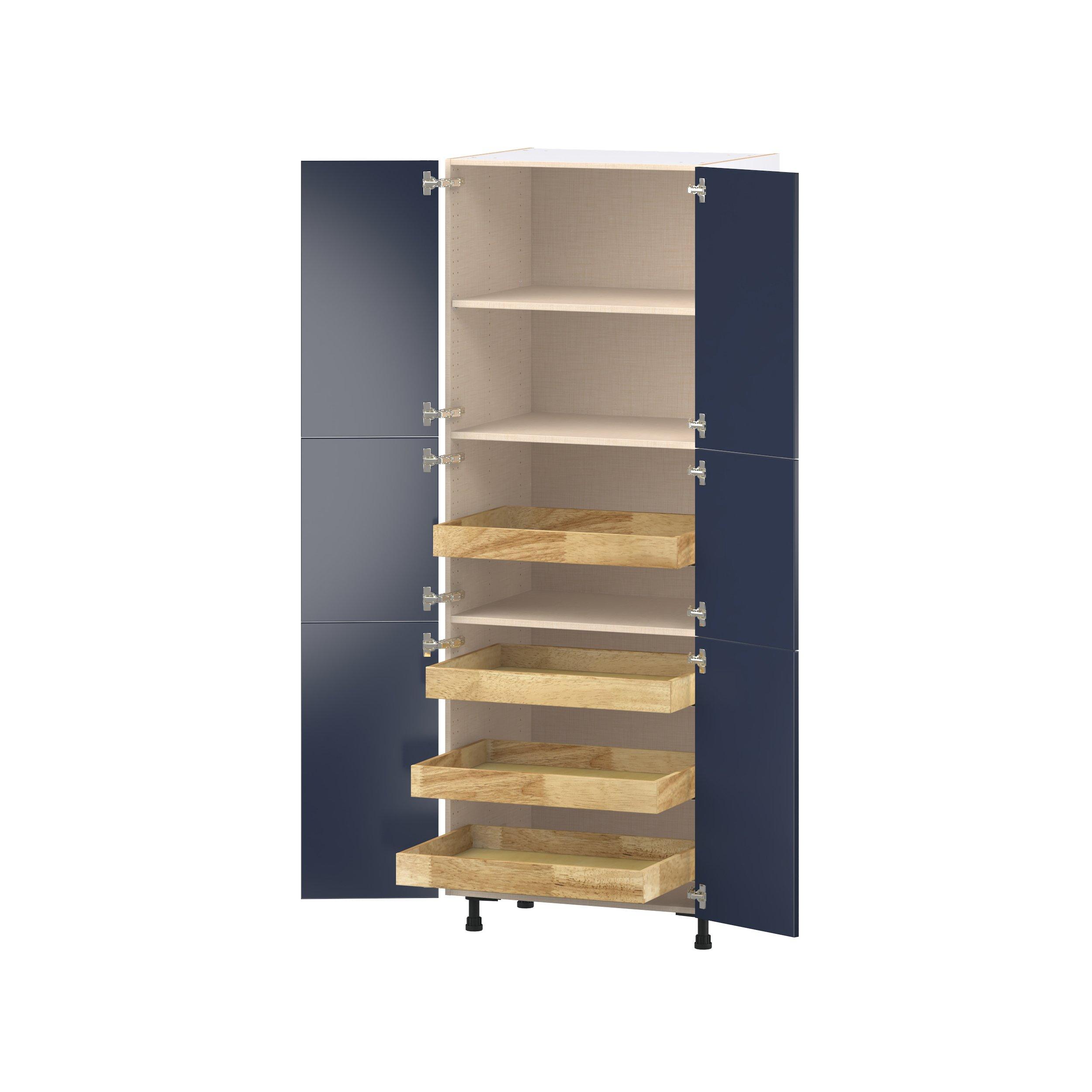 Peachtree 30 in. Painted Midnight Blue Pantry Cabinet with Inner Pull-Out Drawer