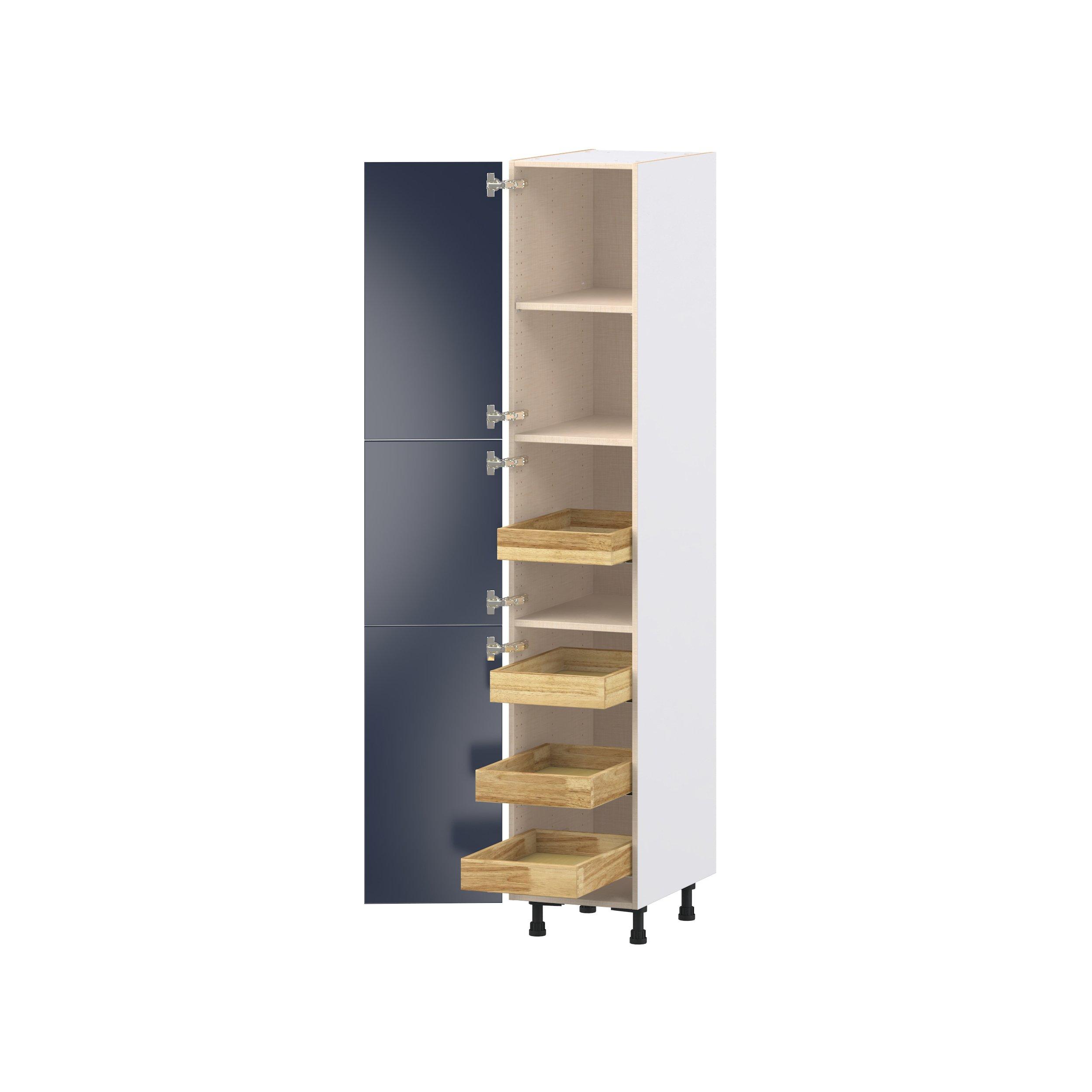 Peachtree 15 in. Painted Midnight Blue Pantry Cabinet with Inner Pull-Out Drawer