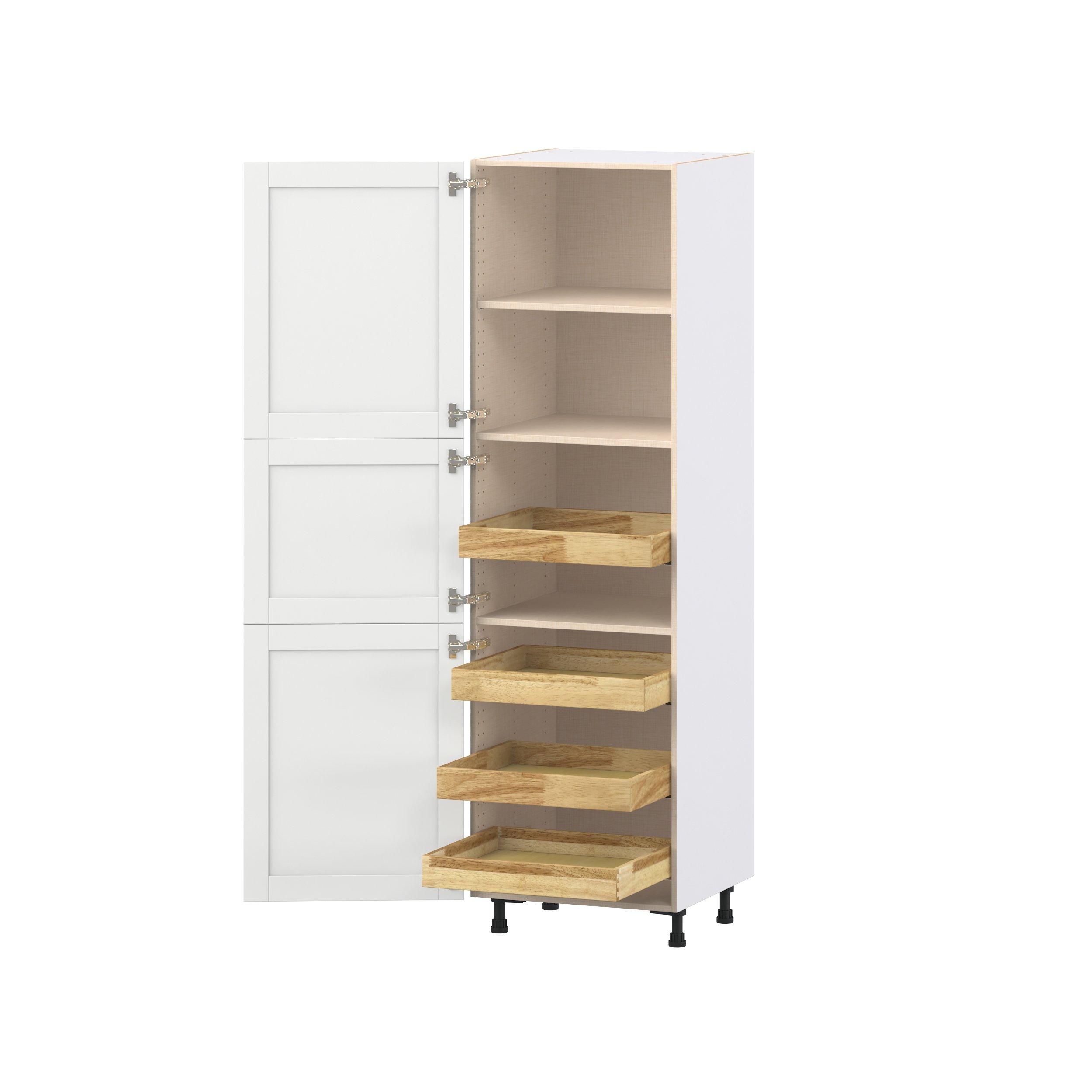 Summerhill 24 in. Bright White Pantry Cabinet with Inner Pull-Out Drawer