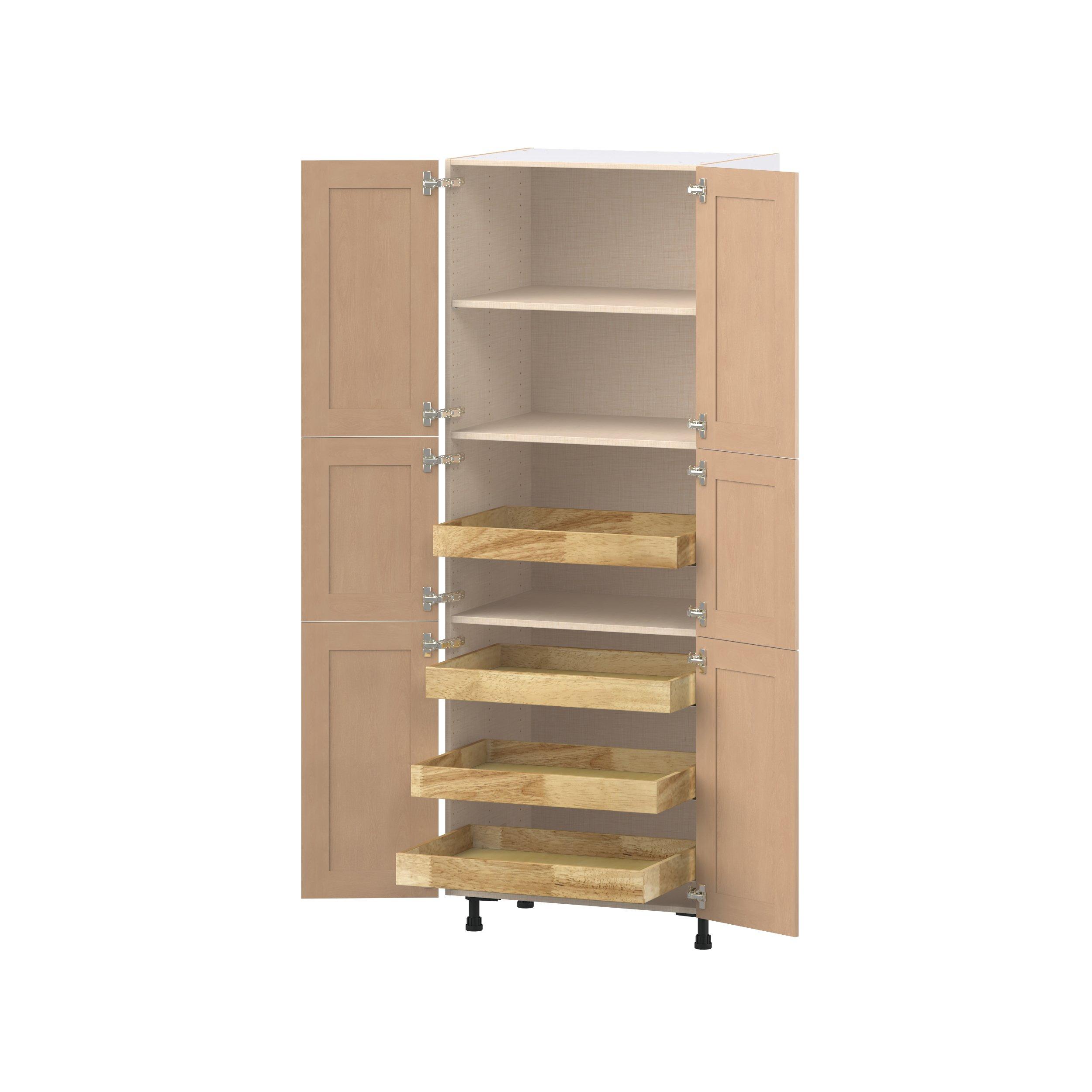 Sugarhill 30 in. Stained Sugar Cookie Pantry Cabinet with Inner Pull-Out Drawer