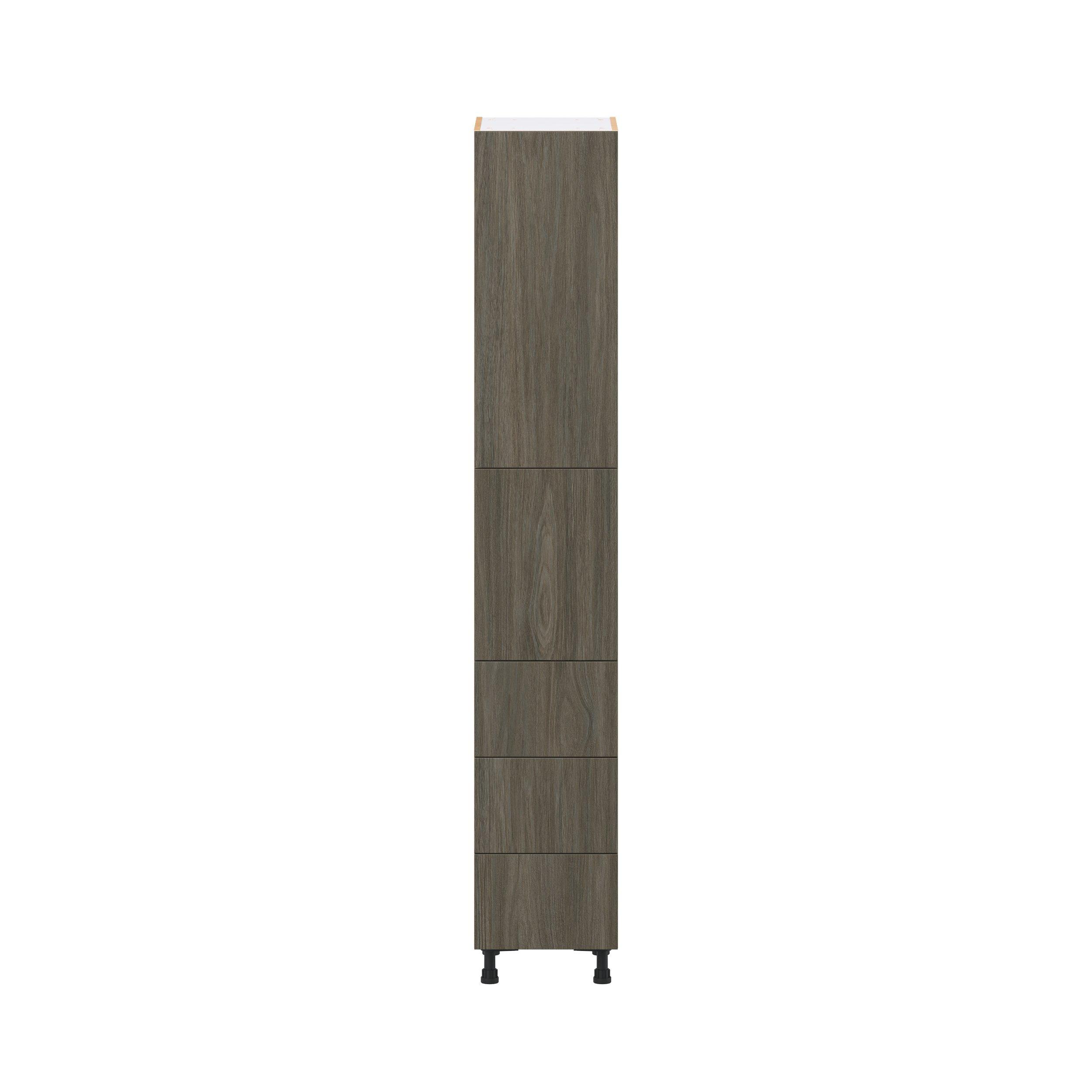 Glenwood 15 in. Burnt Walnut Door and Drawer Pantry Cabinet with Inner Pull-Out