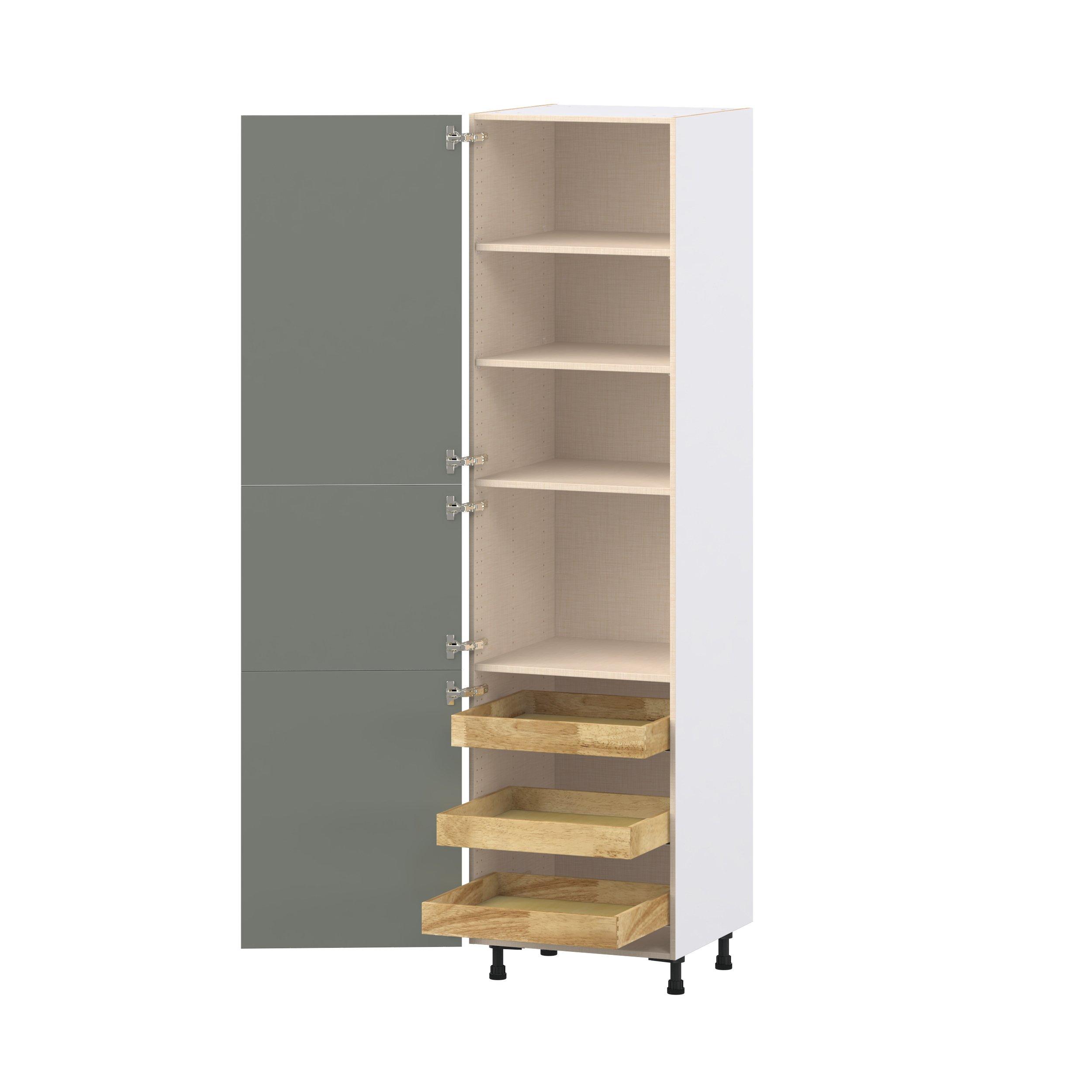 Linden 24 in. Painted Moss Green Pantry Cabinet with Inner Pull-Out Drawer