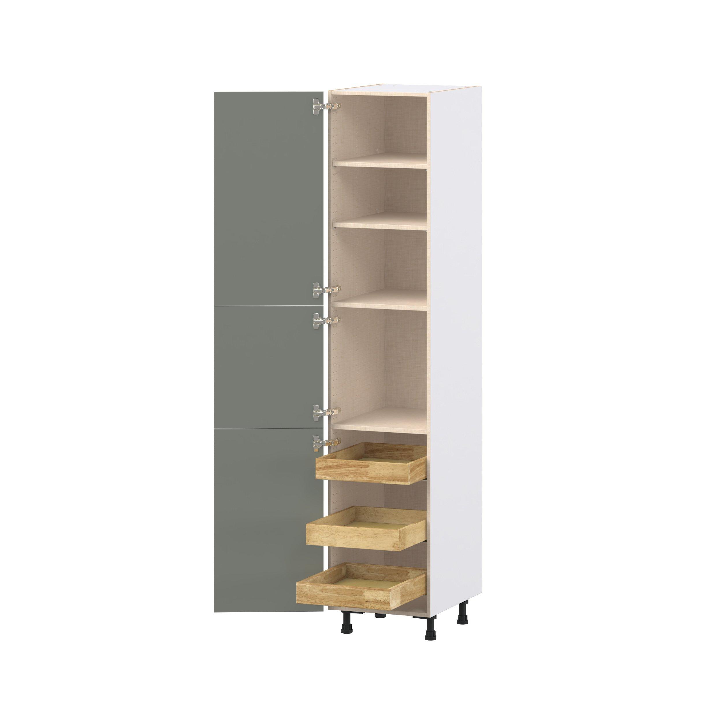 Linden 18 in. Painted Moss Green Pantry Cabinet with Inner Pull-Out Drawer