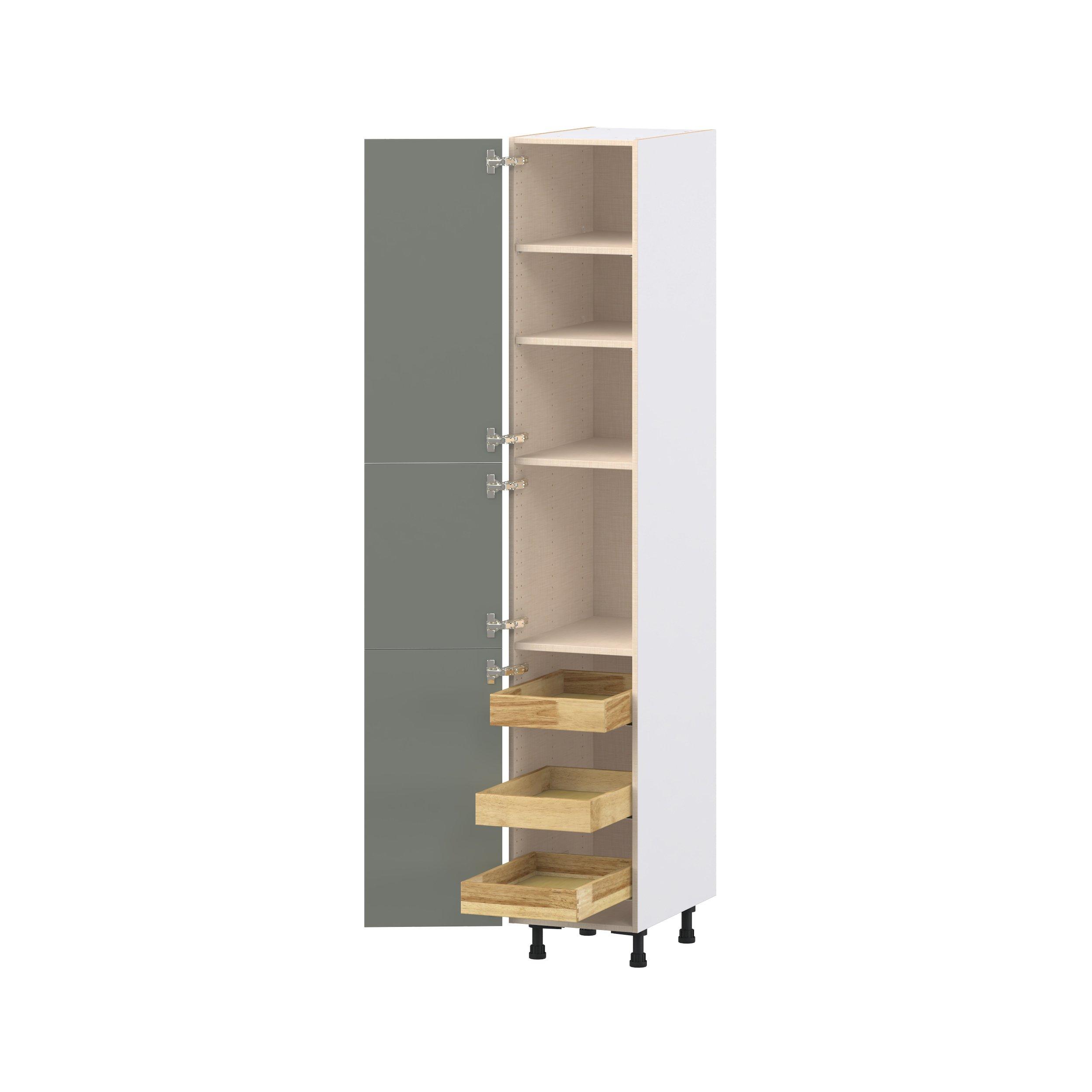 Linden 15 in. Painted Moss Green Pantry Cabinet with Inner Pull-Out Drawer