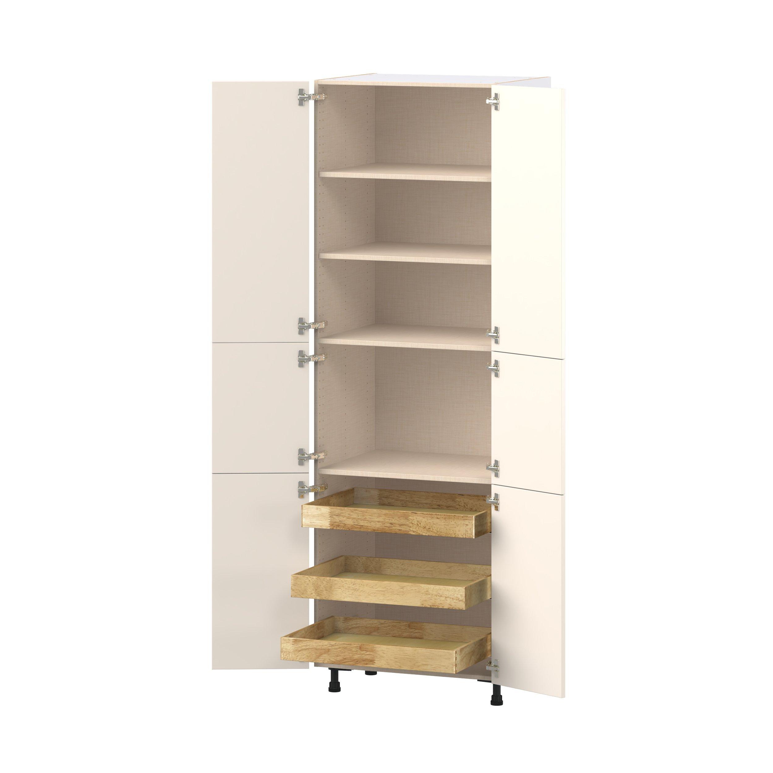Linden 30 in. Painted Washed Linen Pantry Cabinet with Inner Pull-Out Drawer
