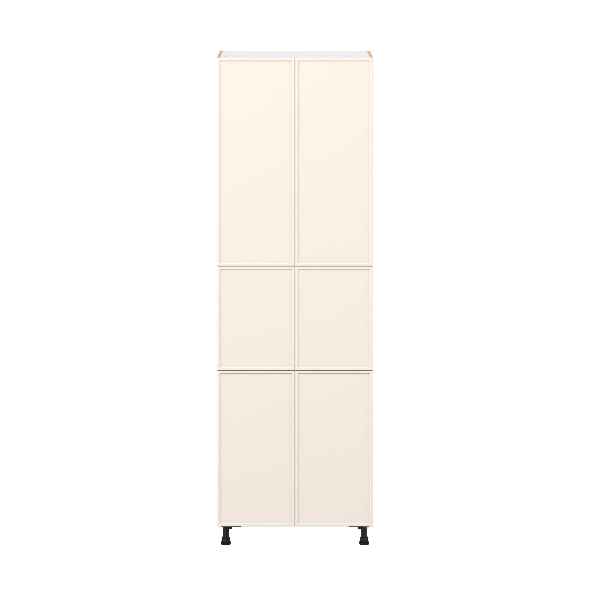 Linden 30 in. Painted Washed Linen Pantry Cabinet with Inner Pull-Out Drawer