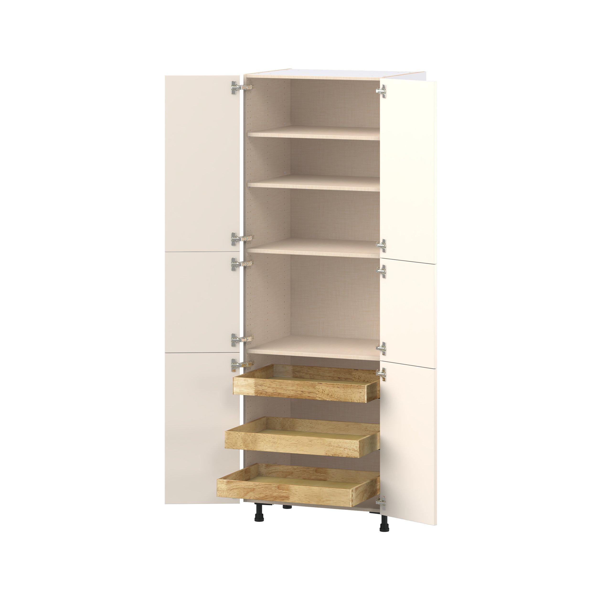 Linden 30 in. Painted Washed Linen Pantry Cabinet with Inner Pull-Out Drawer