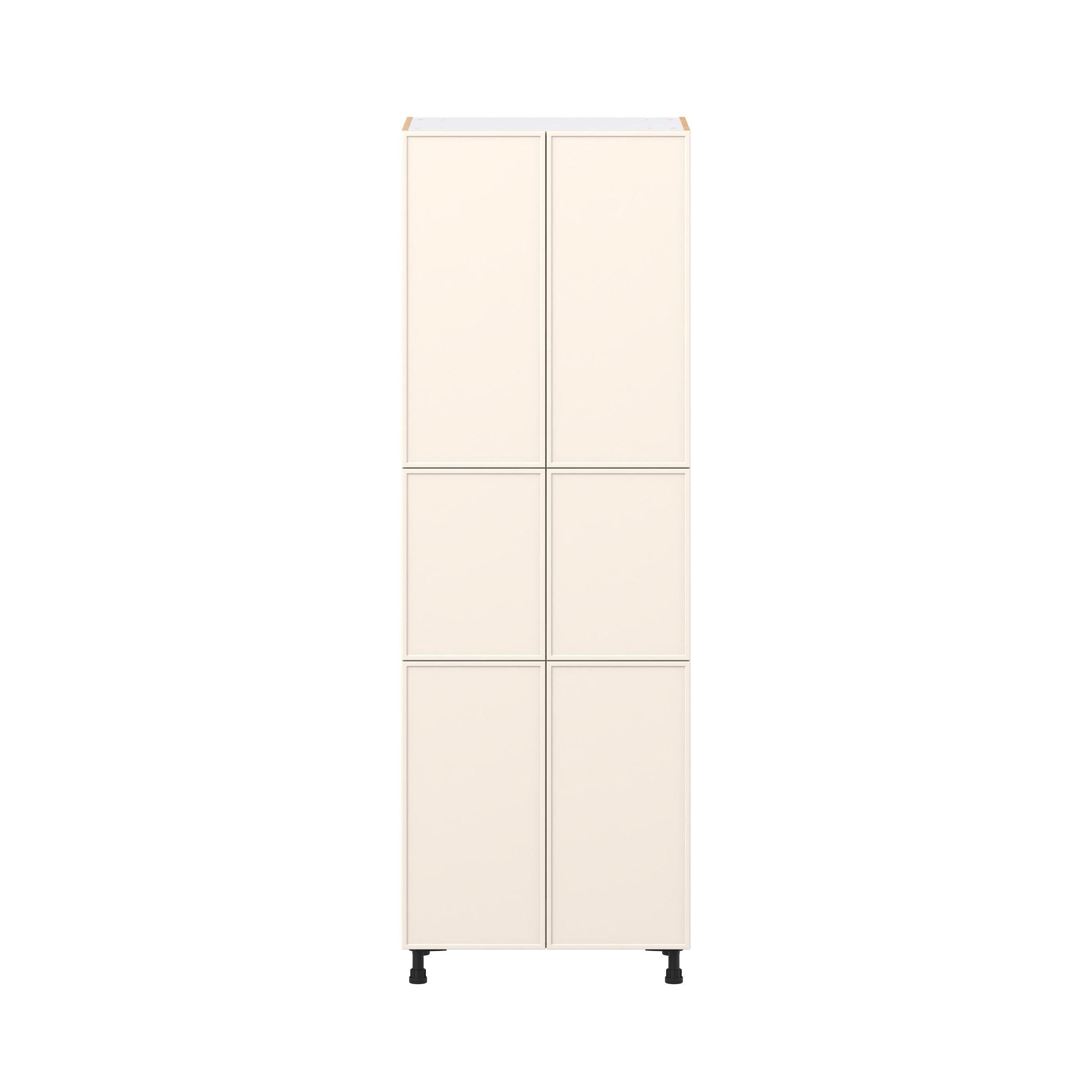 Linden 30 in. Painted Washed Linen Pantry Cabinet with Inner Pull-Out Drawer