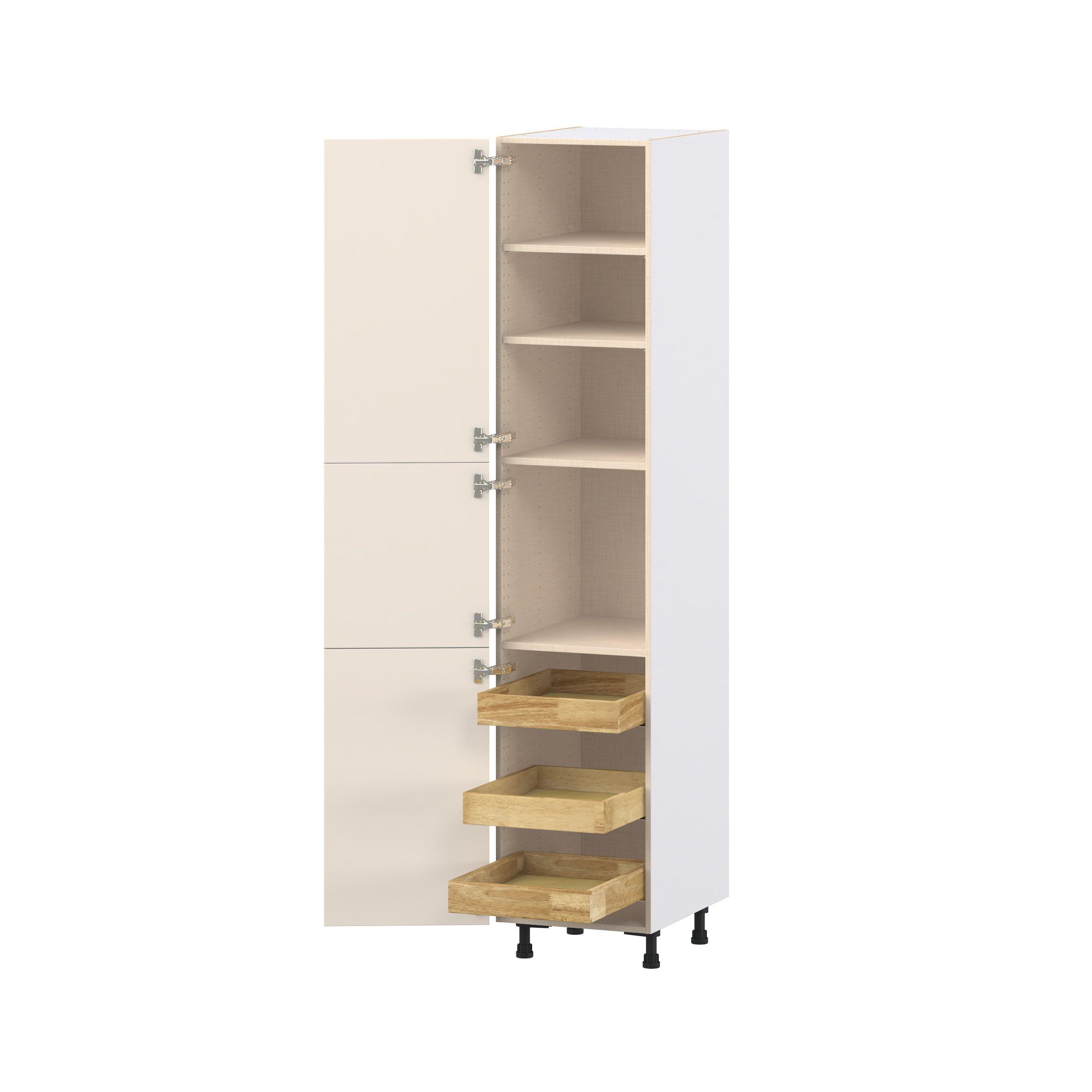 Linden 18 in. Painted Washed Linen Pantry Cabinet with Inner Pull-Out Drawer