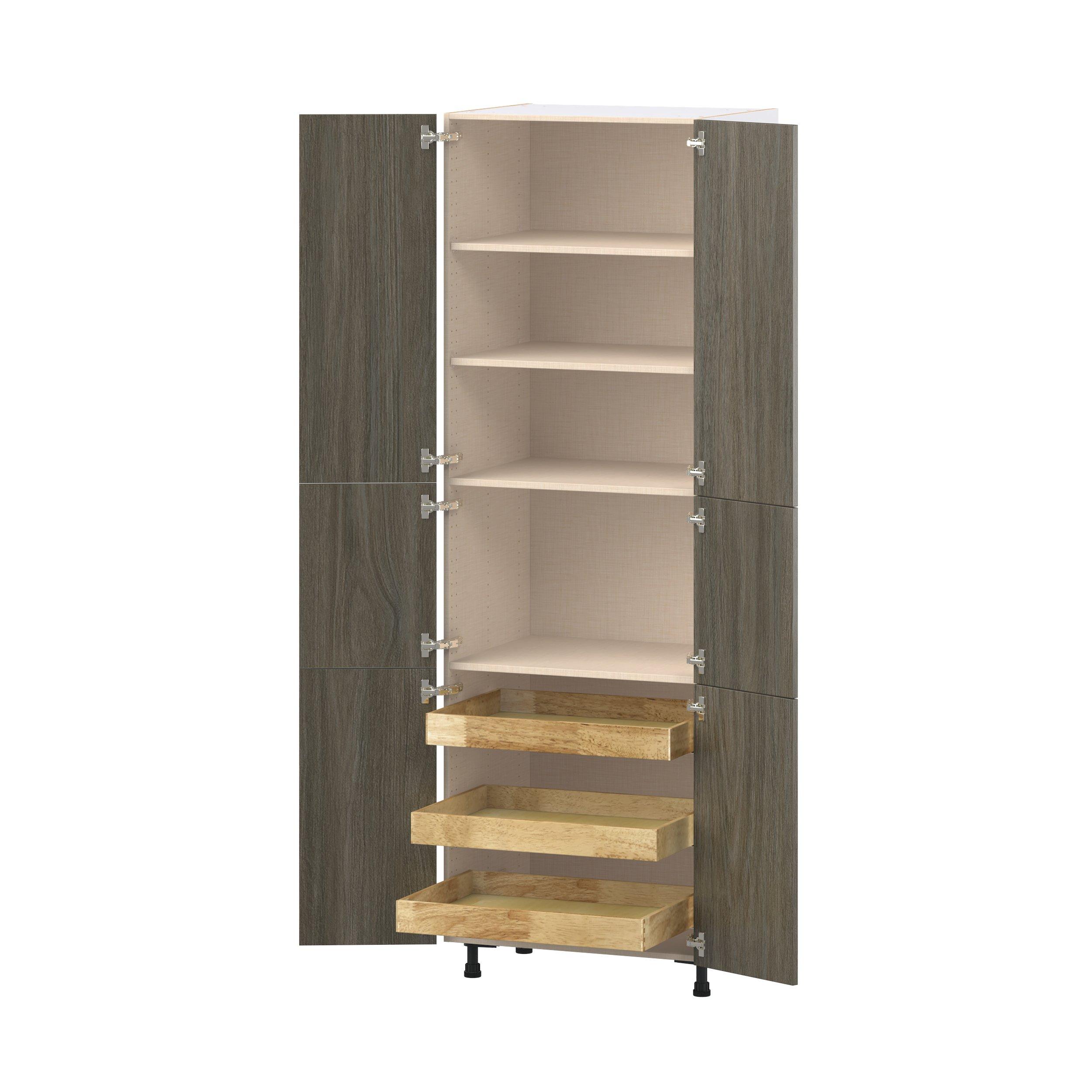 Glenwood 30 in. Burnt Walnut Pantry Cabinet with Inner Pull-Out Drawer