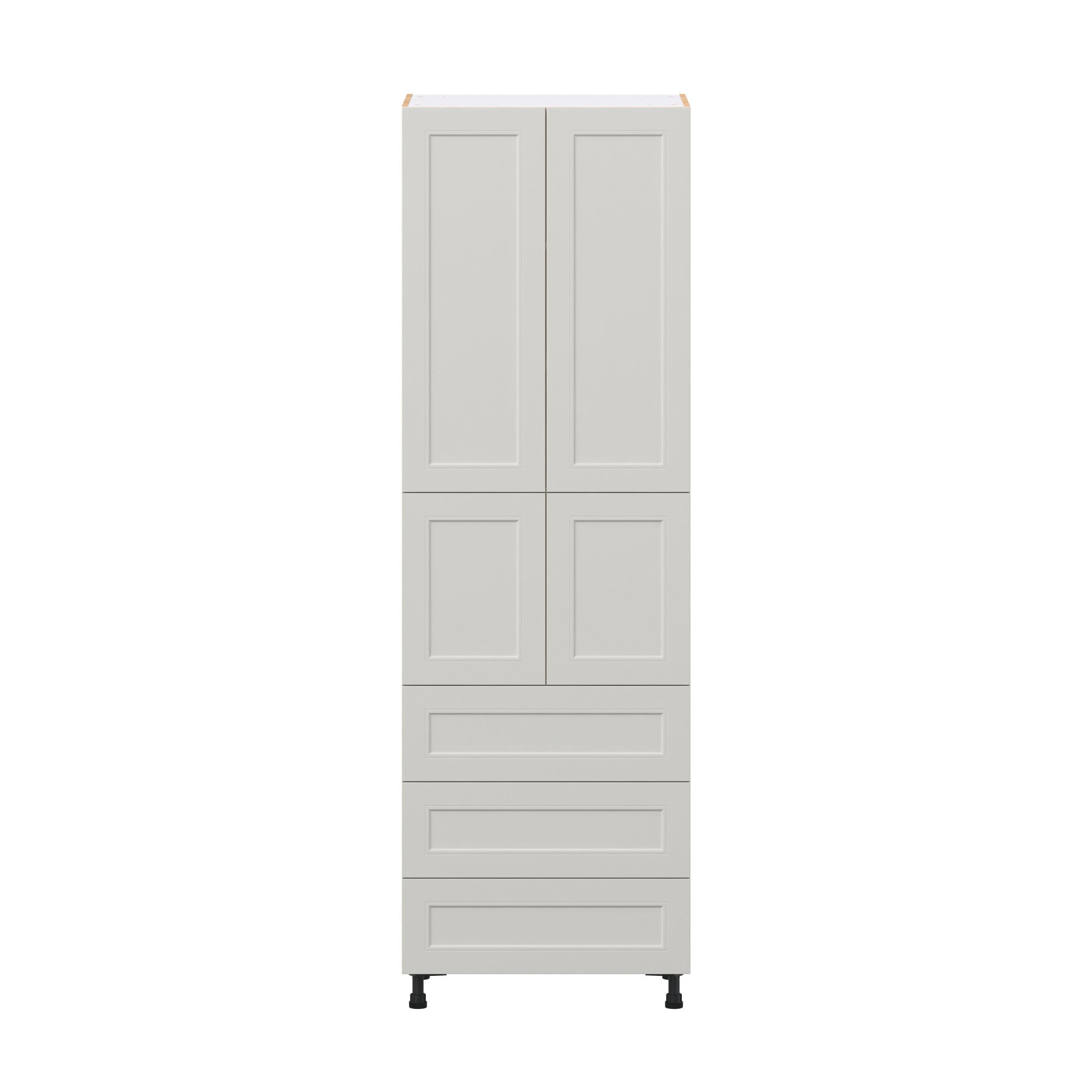 Lenox 30 in. Painted Light Gray Door and Drawer Pantry Cabinet with Inner Pull-Out