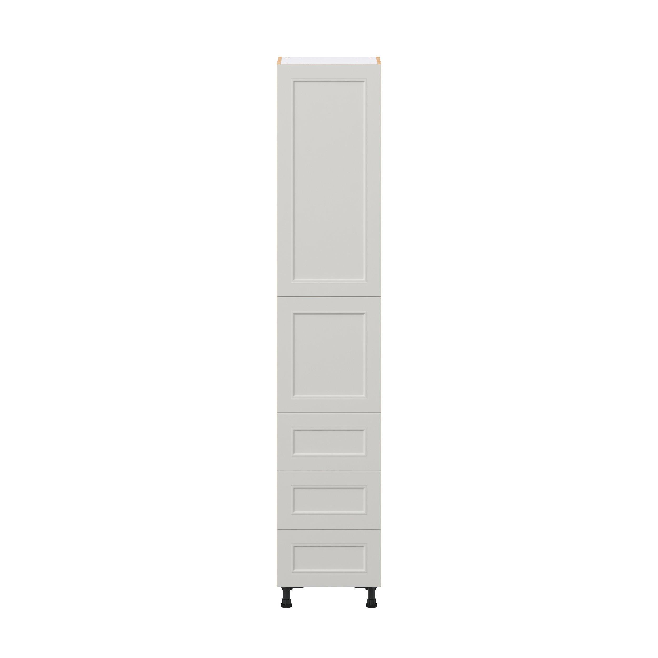 Lenox 18 in. Painted Light Gray Door and Drawer Pantry Cabinet with Inner Pull-Out