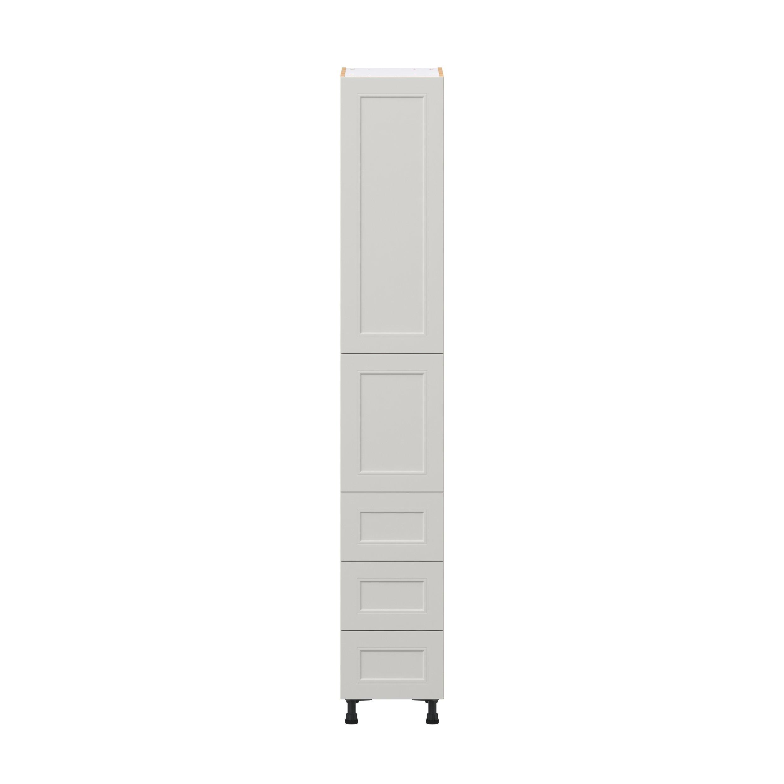 Lenox 15 in. Painted Light Gray Door and Drawer Pantry Cabinet with Inner Pull-Out
