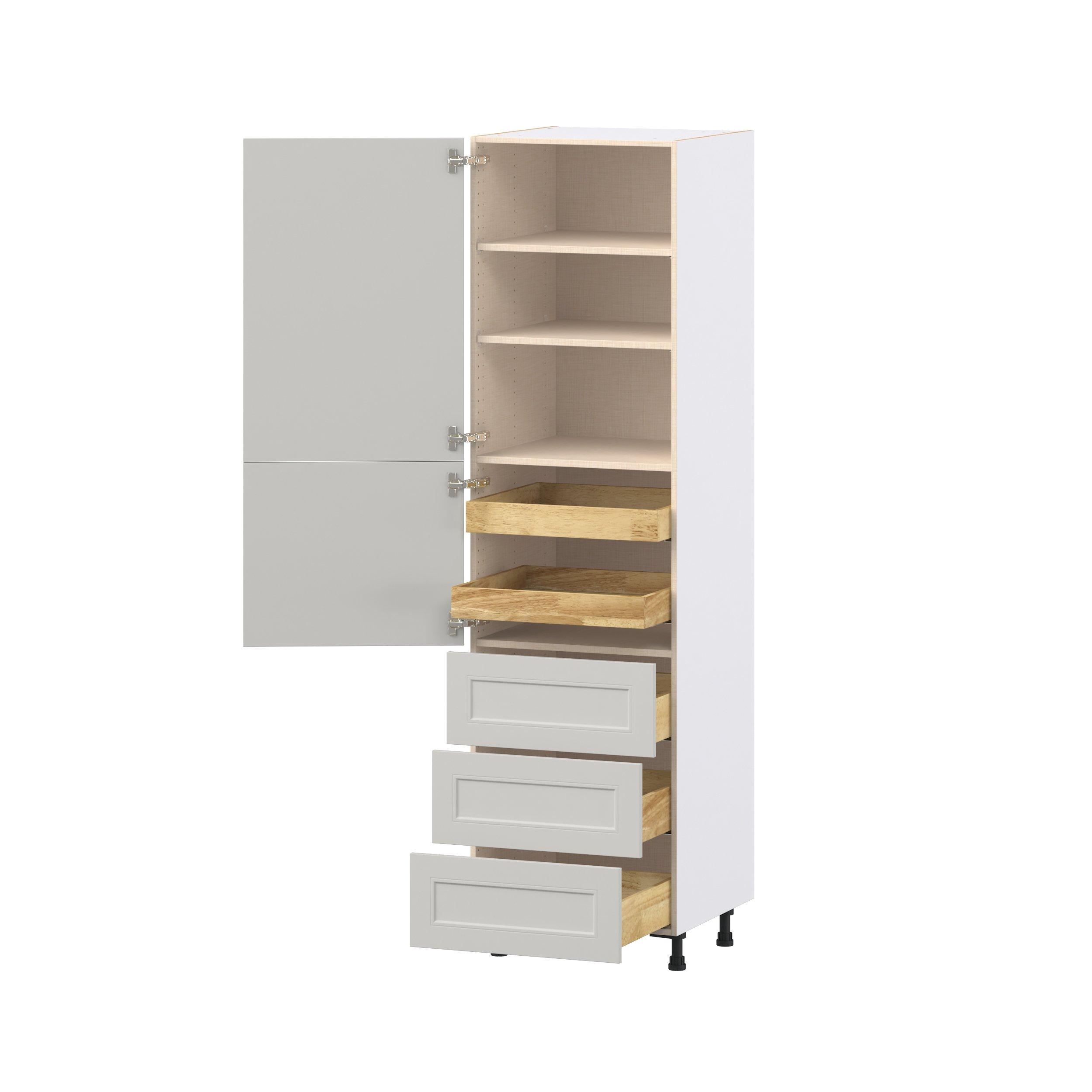 Lenox 24 in. Painted Light Gray Door and Drawer Pantry Cabinet with Inner Pull-Out
