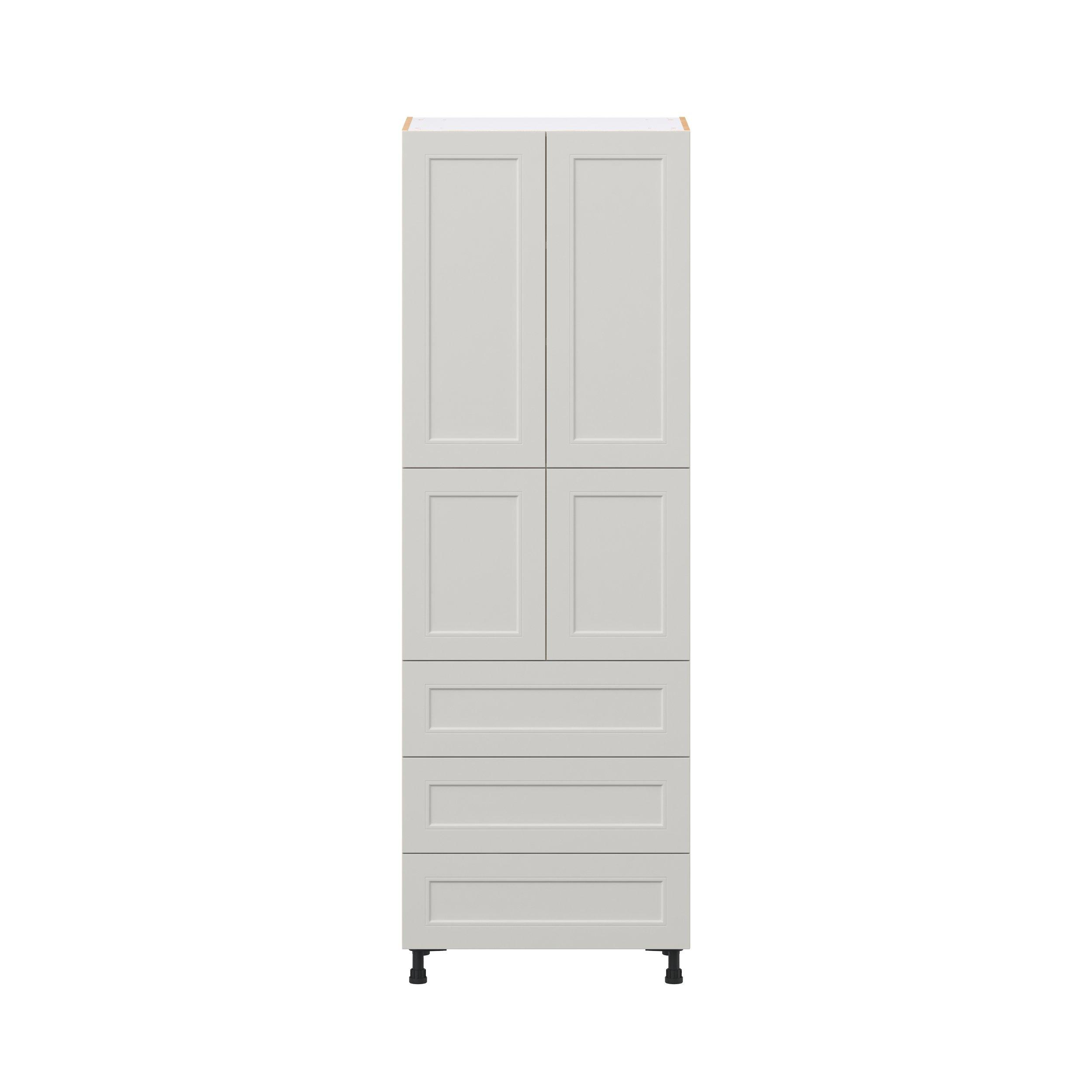 Lenox 30 in. Painted Light Gray Door and Drawer Pantry Cabinet with Inner Pull-Out