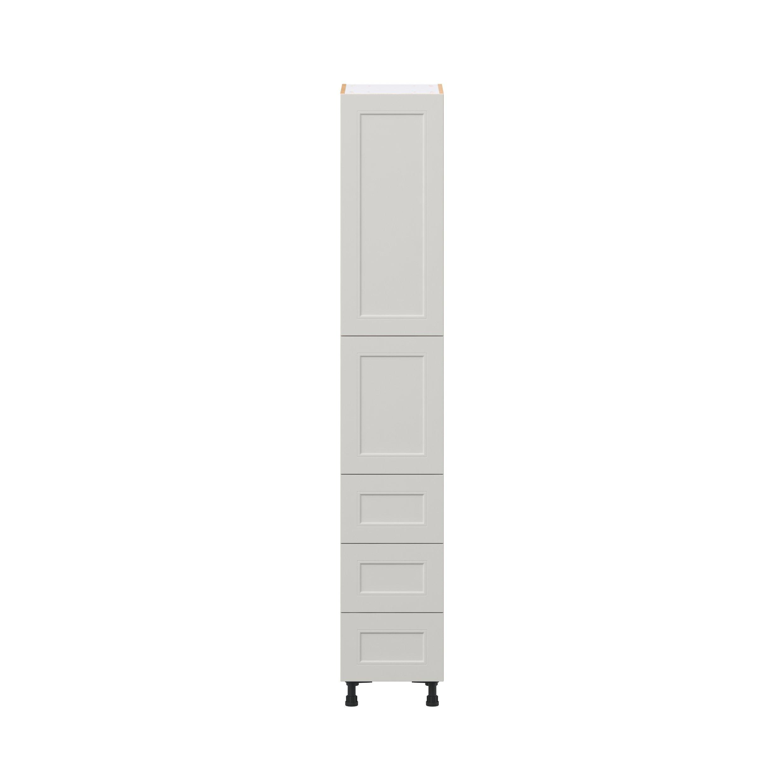 Lenox 15 in. Painted Light Gray Door and Drawer Pantry Cabinet with Inner Pull-Out