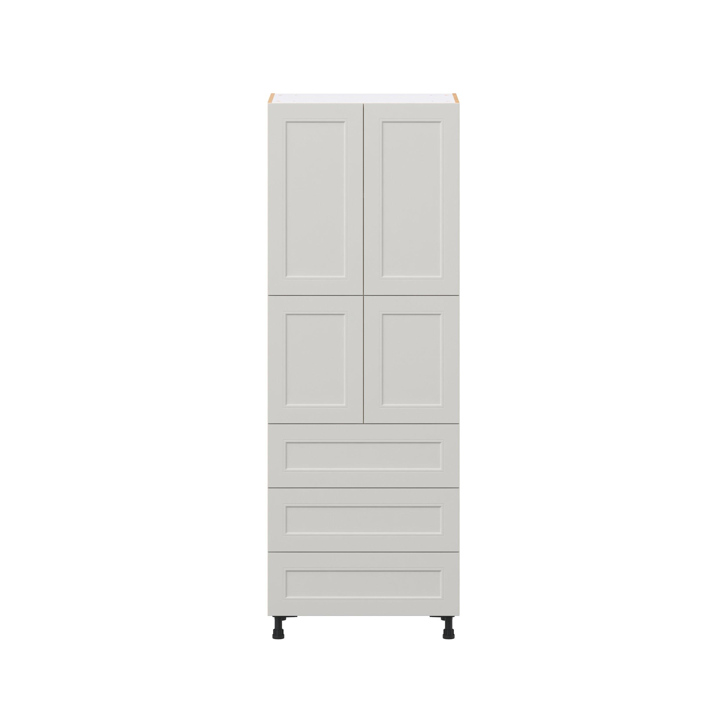 Lenox 30 in. Painted Light Gray Door and Drawer Pantry Cabinet with Inner Pull-Out
