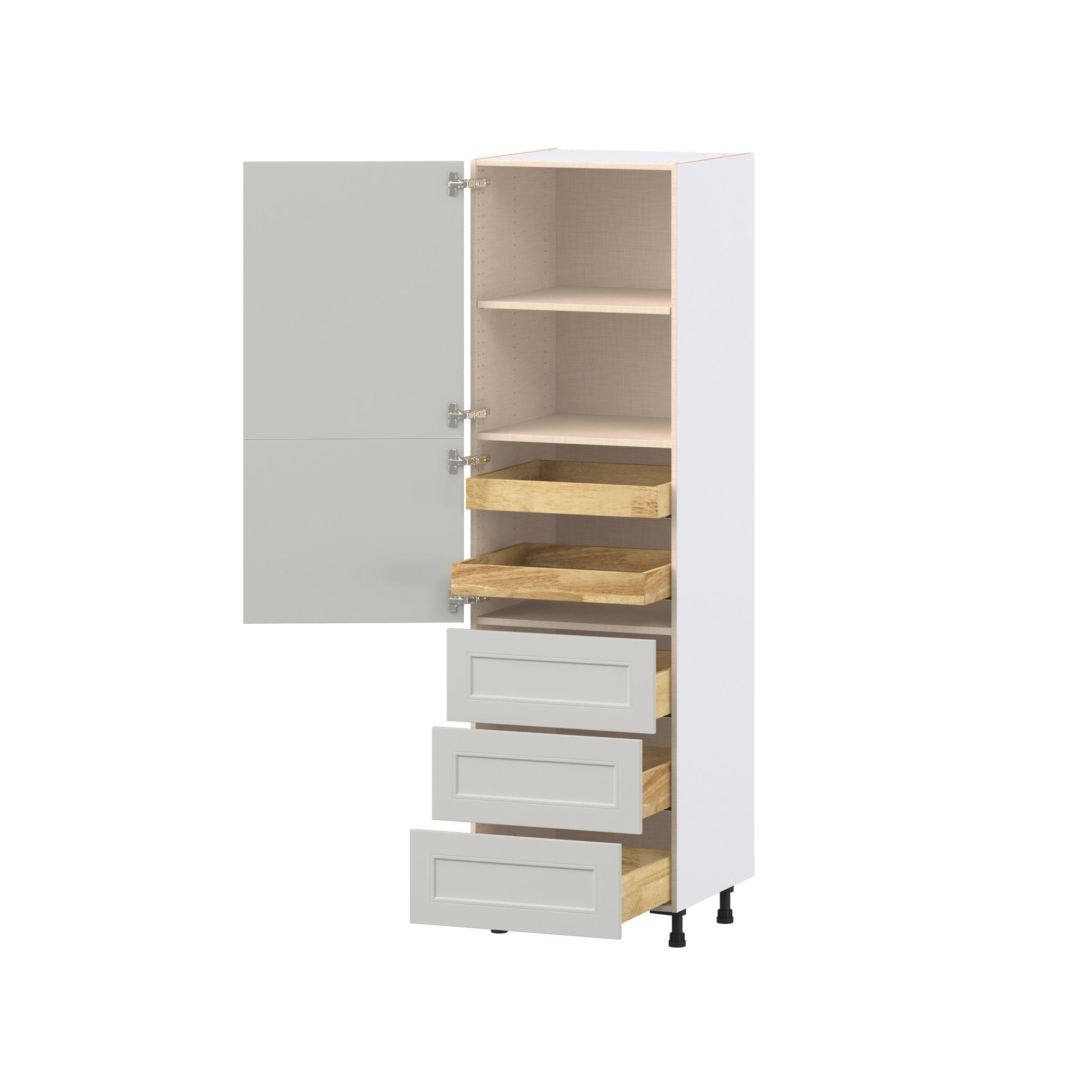 Lenox 24 in. Painted Light Gray Door and Drawer Pantry Cabinet with Inner Pull-Out