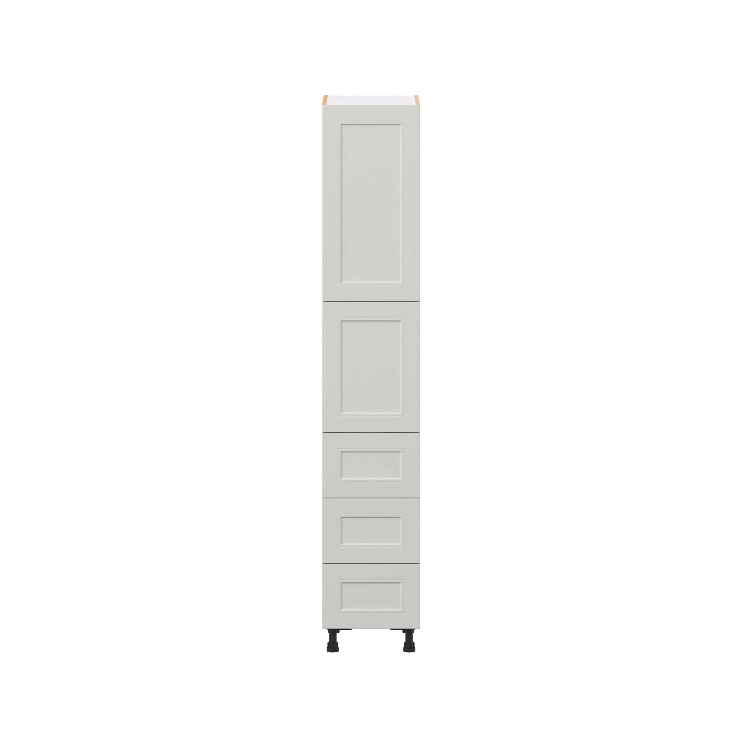 Lenox 15 in. Painted Light Gray Door and Drawer Pantry Cabinet with Inner Pull-Out