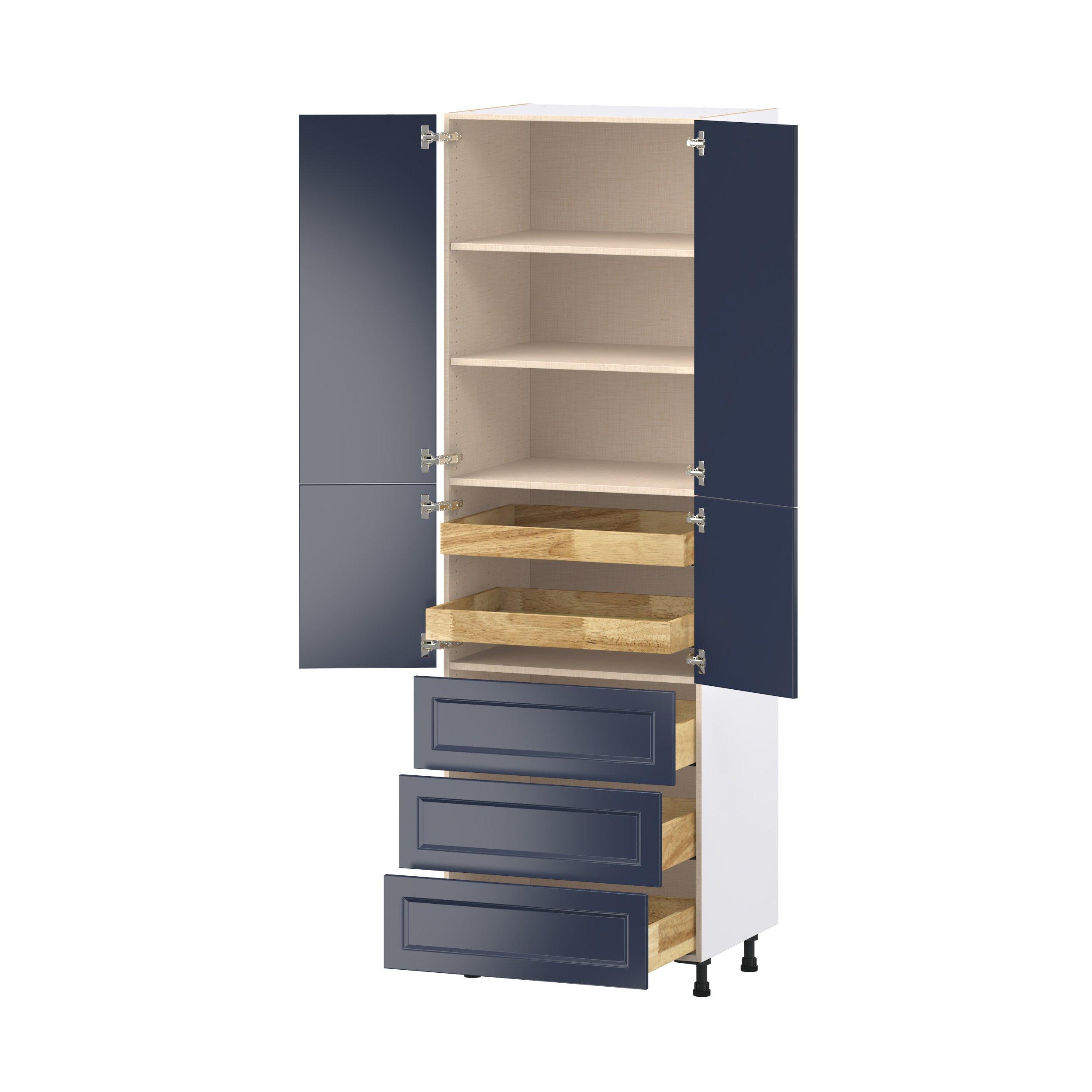 Peachtree 30 in. Painted Midnight Blue Door and Drawer Pantry Cabinet with Inner Pull-Out