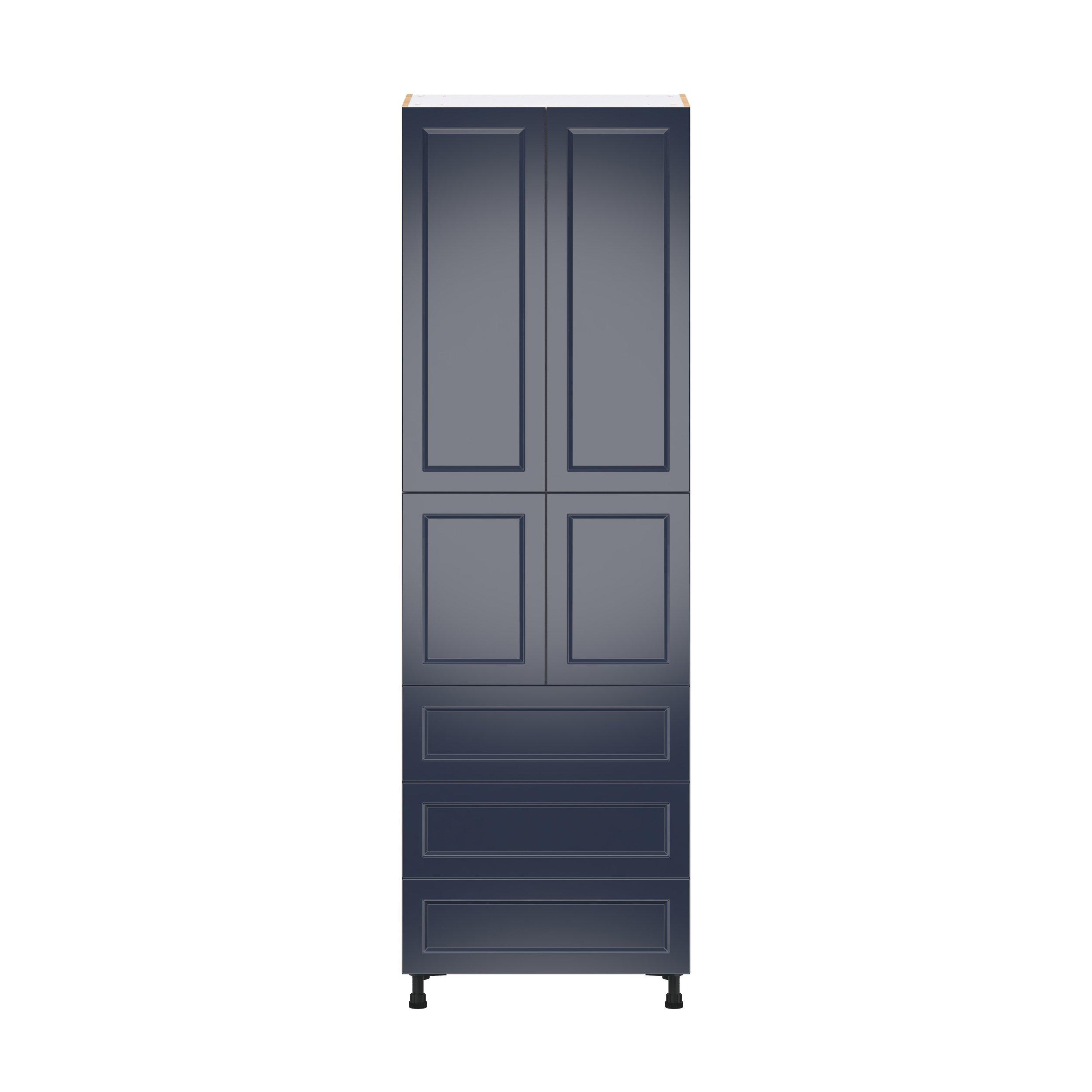 Peachtree 30 in. Painted Midnight Blue Door and Drawer Pantry Cabinet with Inner Pull-Out