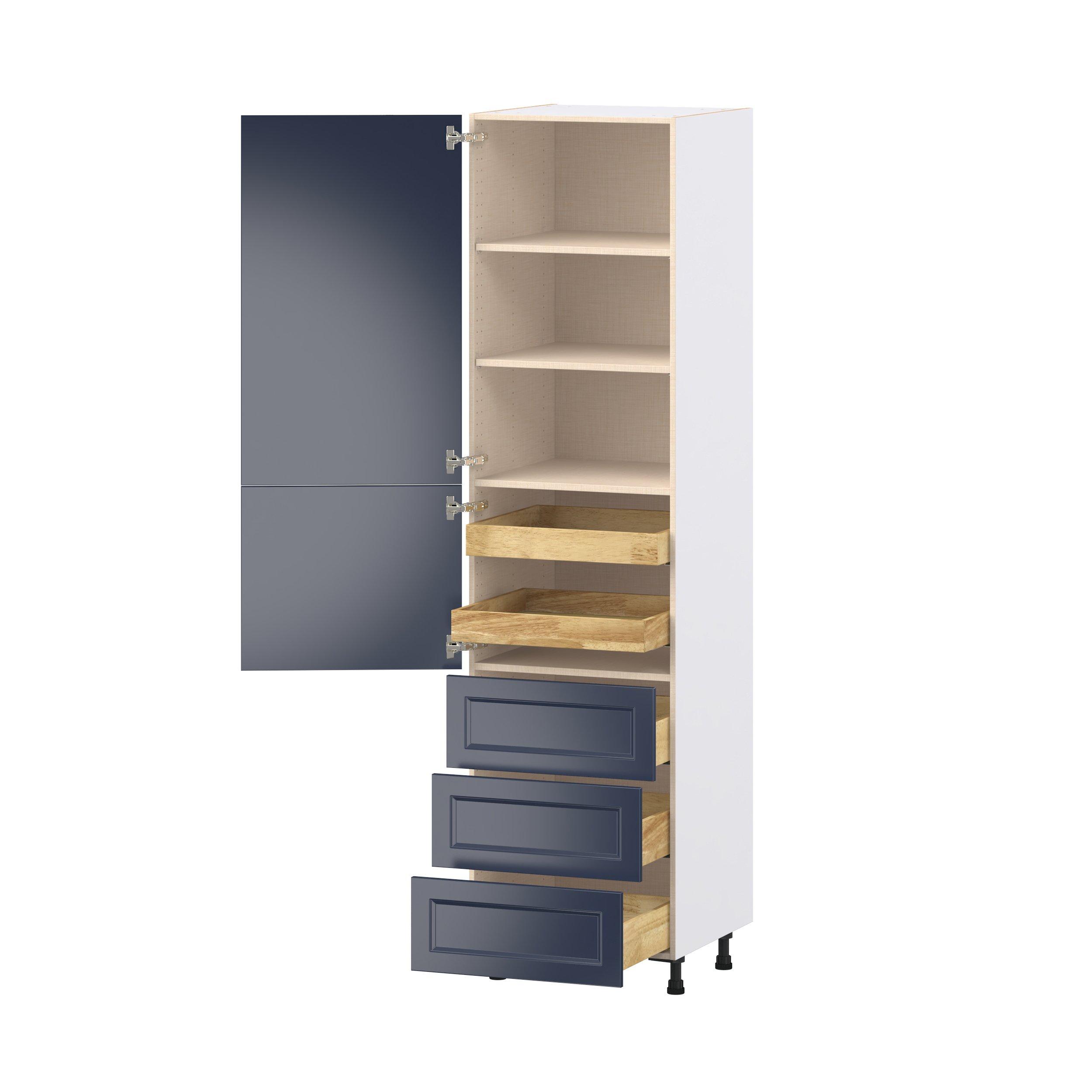 Peachtree 24 in. Painted Midnight Blue Door and Drawer Pantry Cabinet with Inner Pull-Out