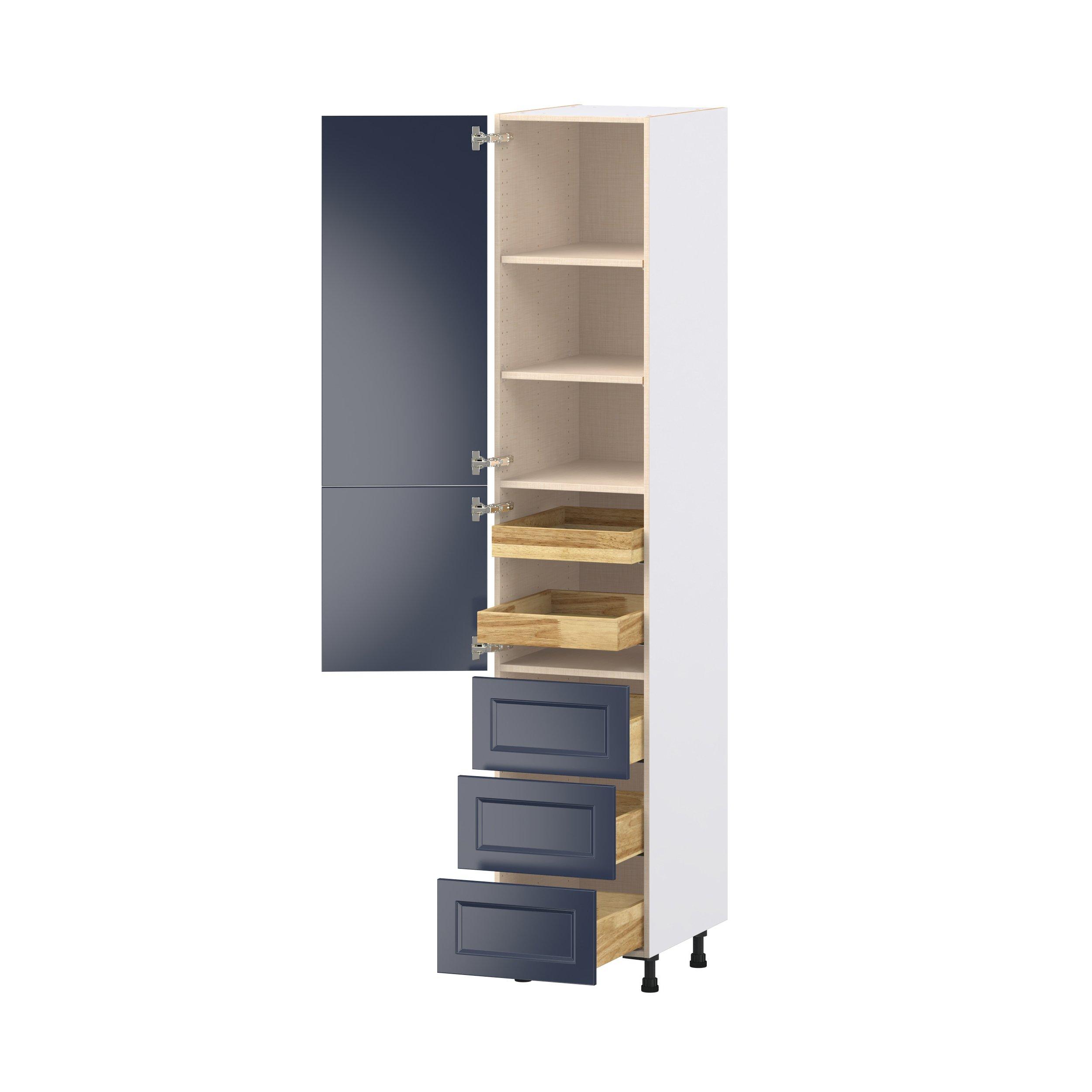 Peachtree 18 in. Painted Midnight Blue Door and Drawer Pantry Cabinet with Inner Pull-Out
