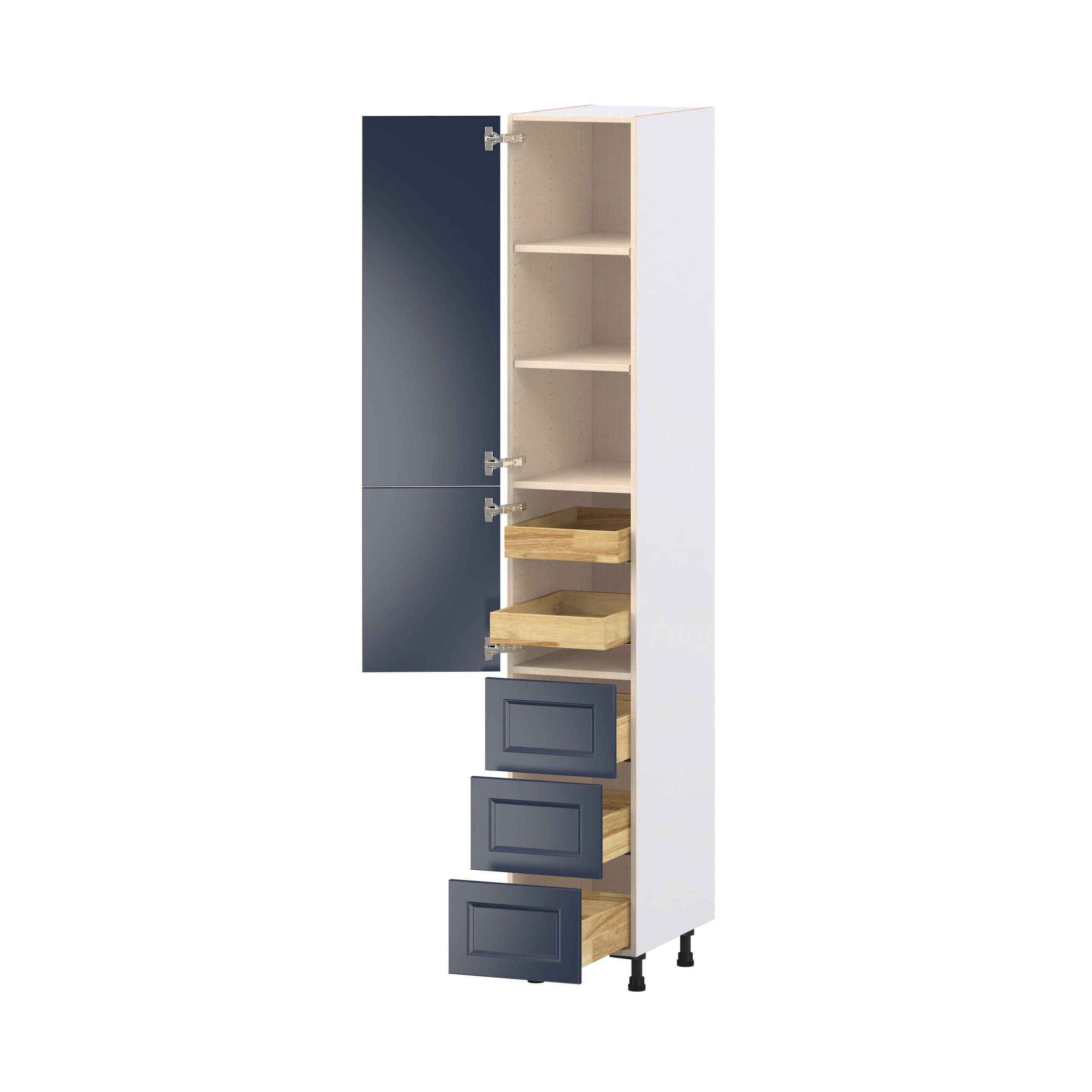 Peachtree 15 in. Painted Midnight Blue Door and Drawer Pantry Cabinet with Inner Pull-Out