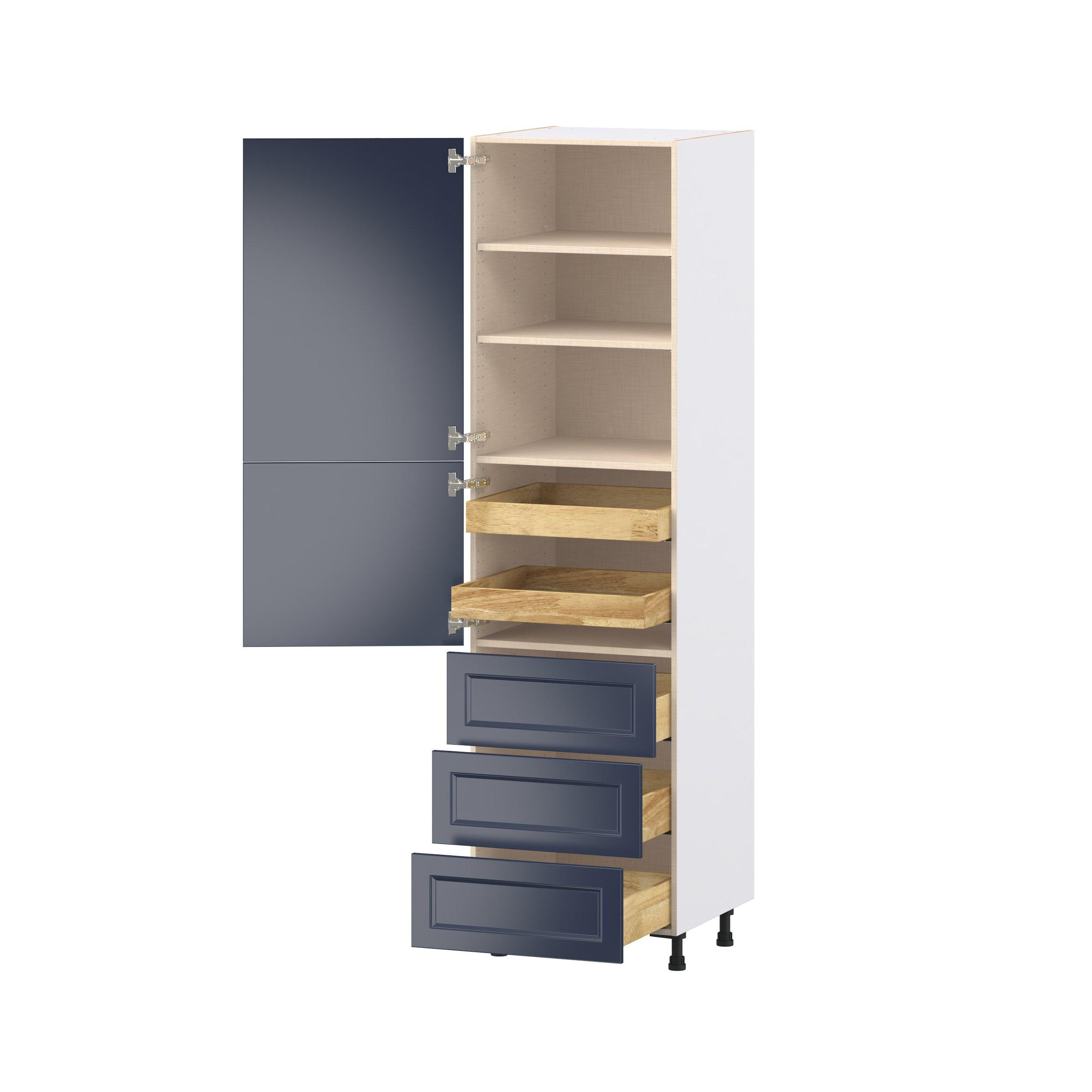 Peachtree 24 in. Painted Midnight Blue Door and Drawer Pantry Cabinet with Inner Pull-Out