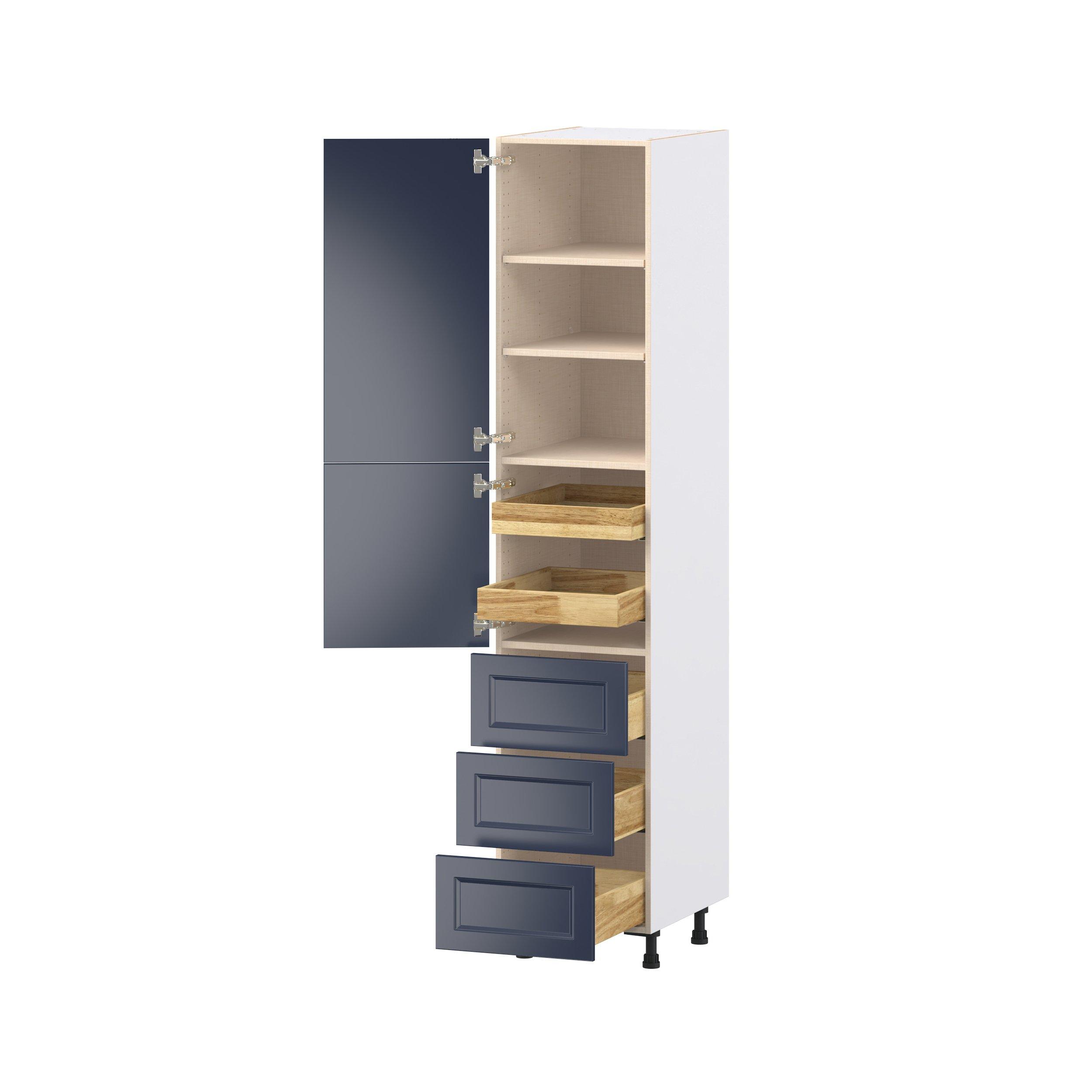 Peachtree 18 in. Painted Midnight Blue Door and Drawer Pantry Cabinet with Inner Pull-Out