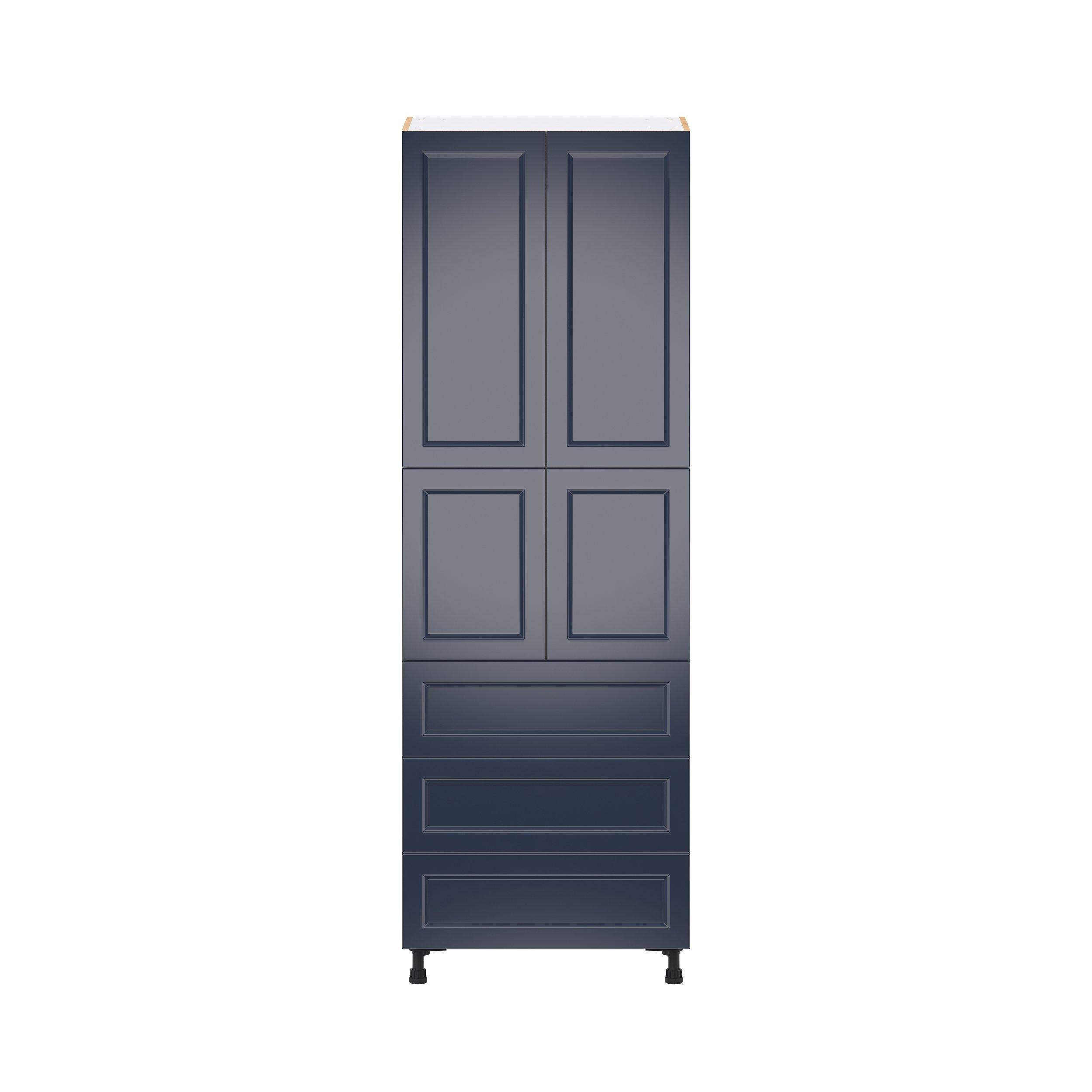 Peachtree 30 in. Painted Midnight Blue Door and Drawer Pantry Cabinet with Inner Pull-Out