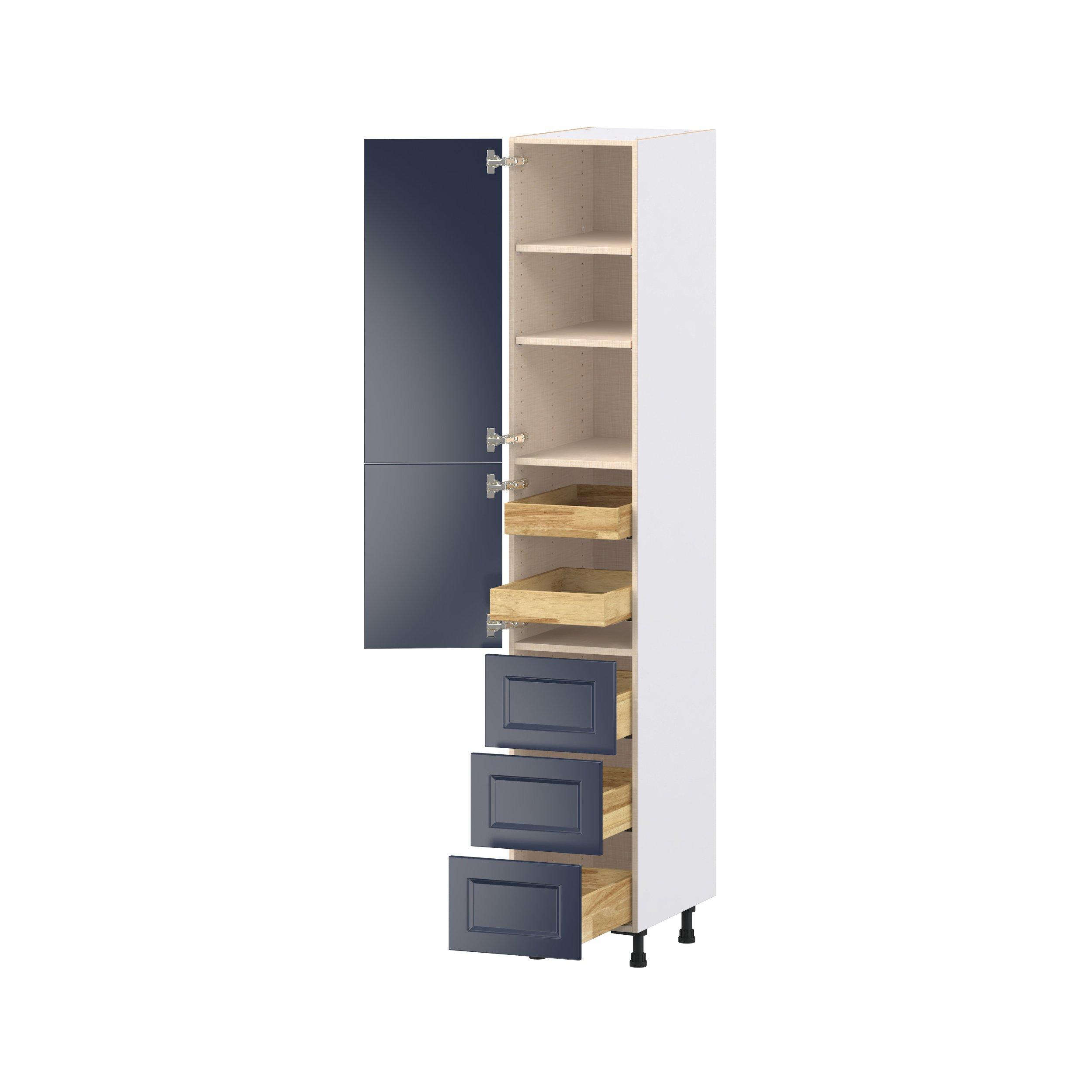 Peachtree 15 in. Painted Midnight Blue Door and Drawer Pantry Cabinet with Inner Pull-Out