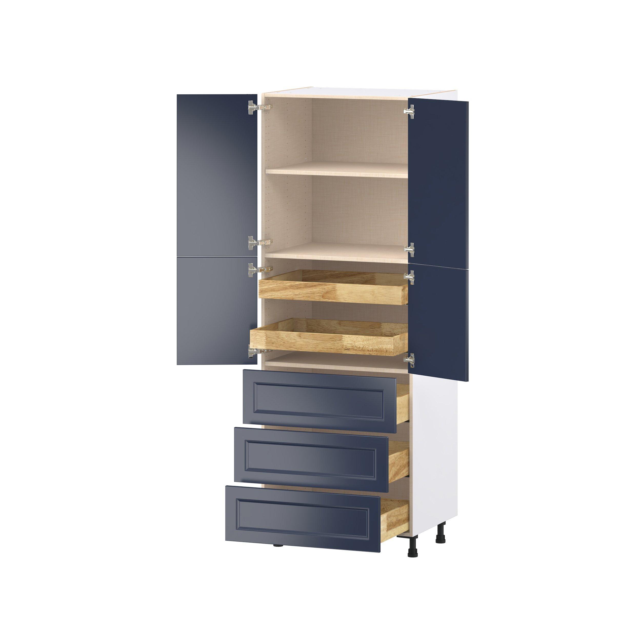 Peachtree 30 in. Painted Midnight Blue Door and Drawer Pantry Cabinet with Inner Pull-Out